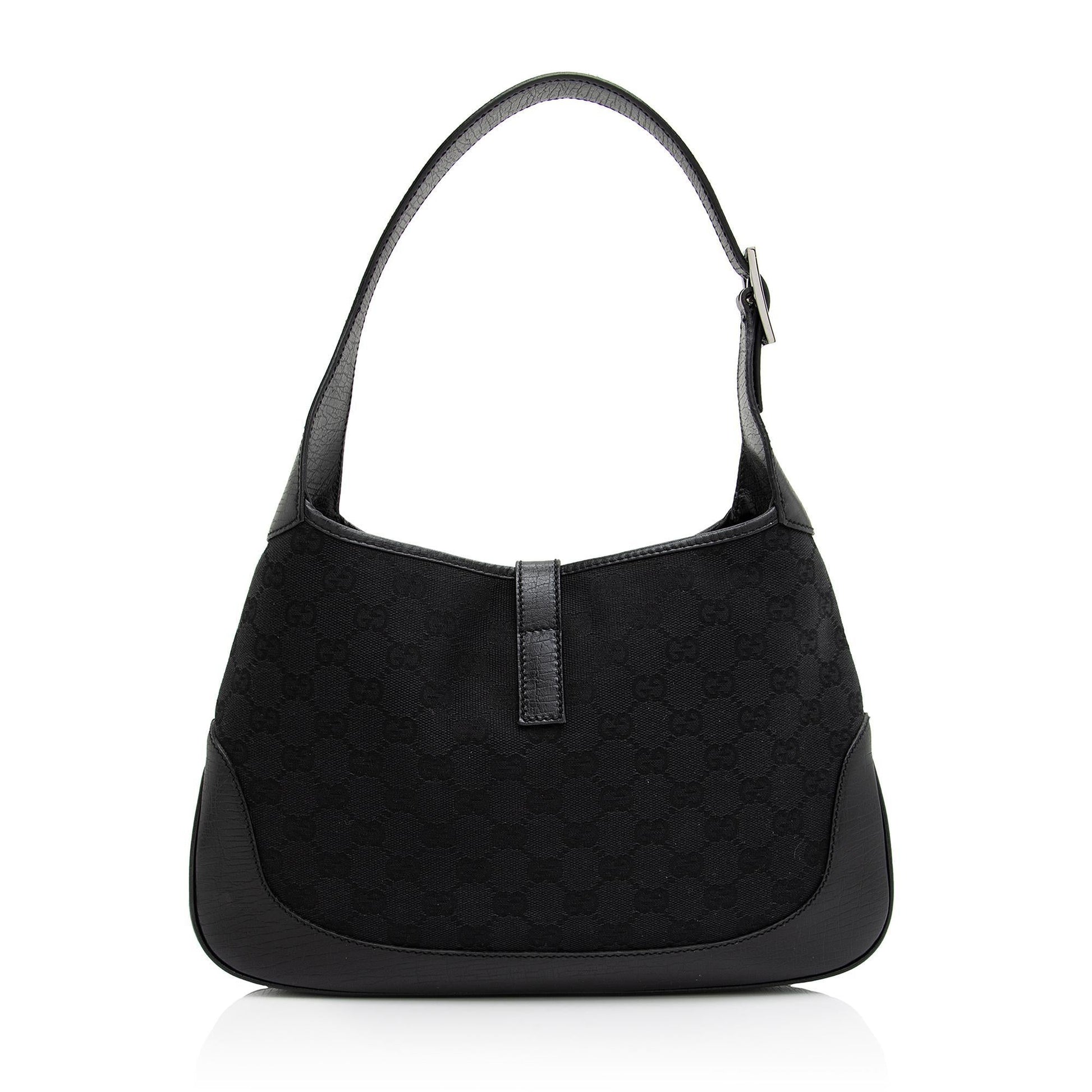 Gucci GG Jackie SHF-09jnSd Leather Canvas Black Shoulder Bag