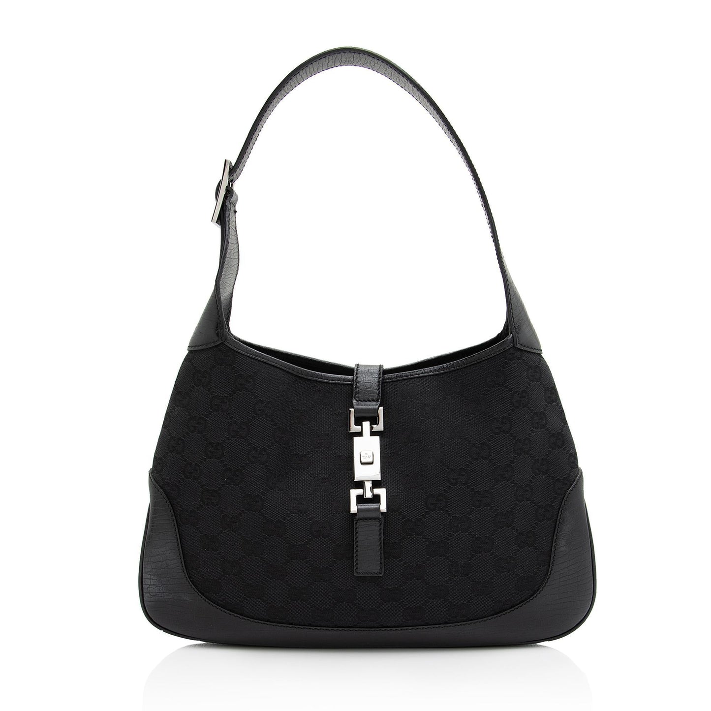 Gucci GG Jackie SHF-09jnSd Leather Canvas Black Shoulder Bag