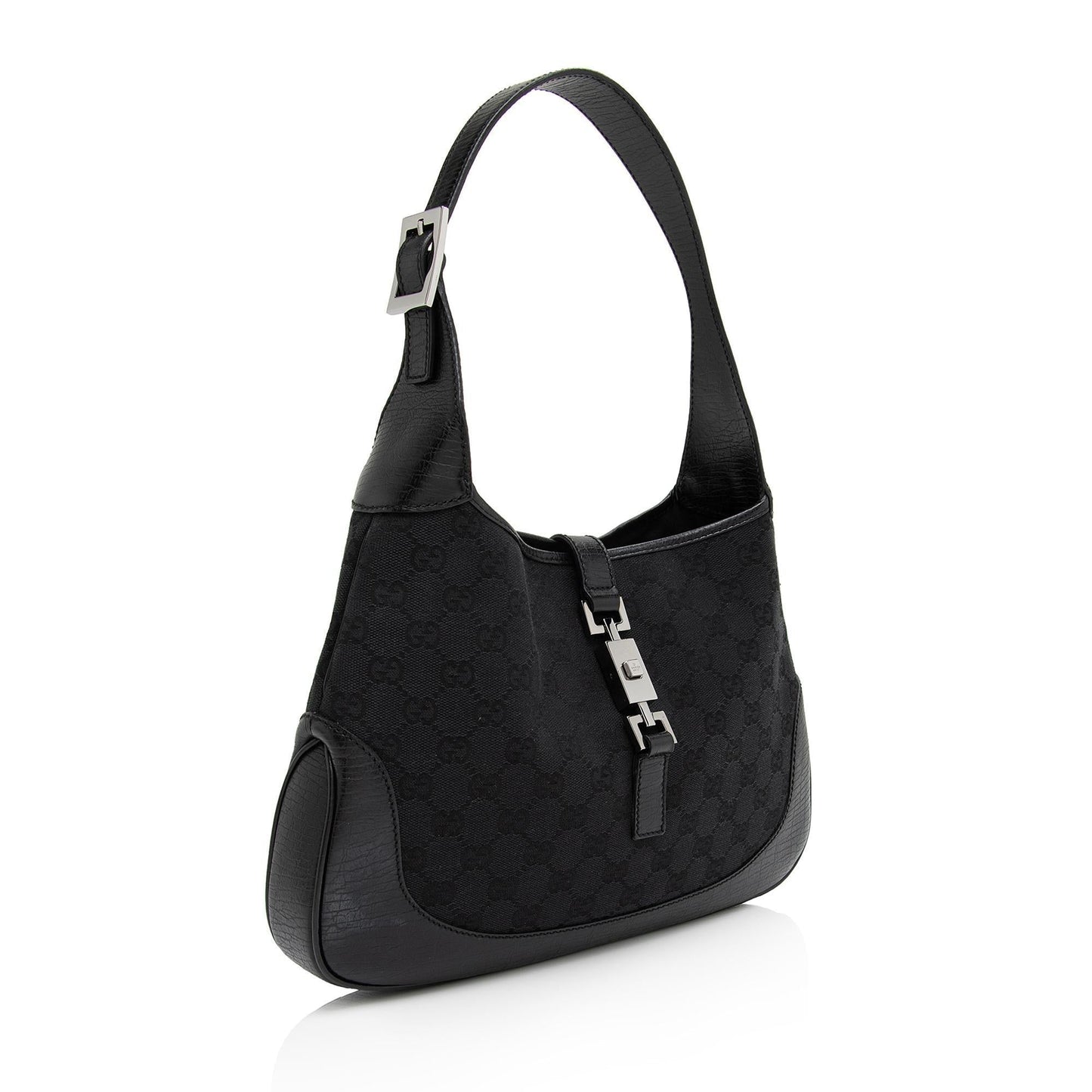 Gucci GG Jackie SHF-09jnSd Leather Canvas Black Shoulder Bag