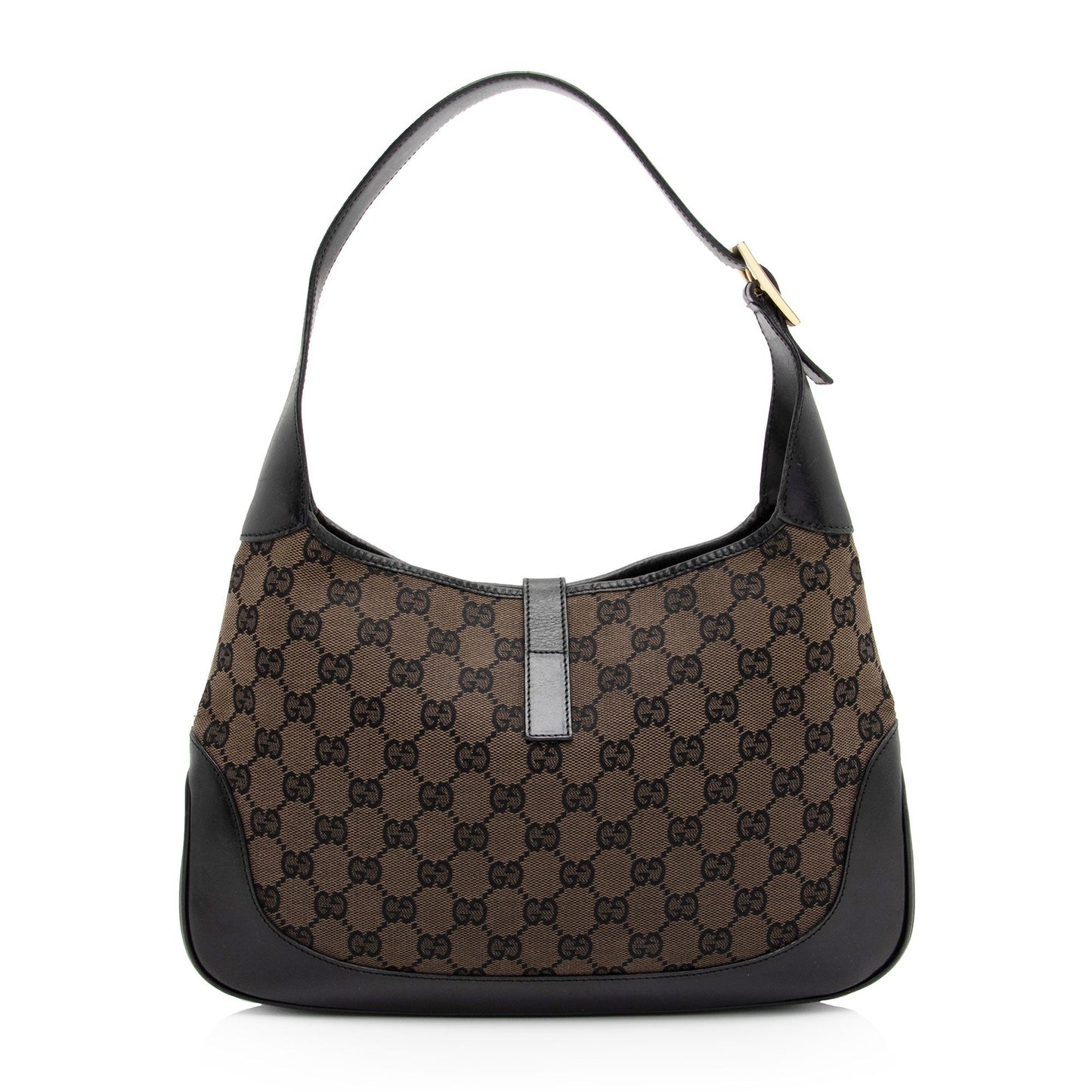 Gucci GG Jackie SHF-HRXvrR Leather Canvas Black Brown Shoulder Bag