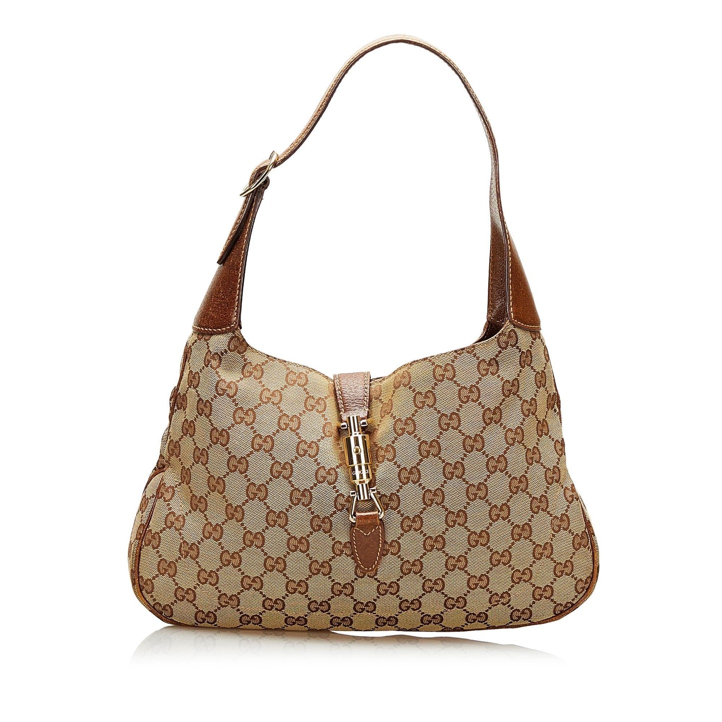 Gucci GG Jackie O SHG Canvas Calf Brown Shoulder Bag