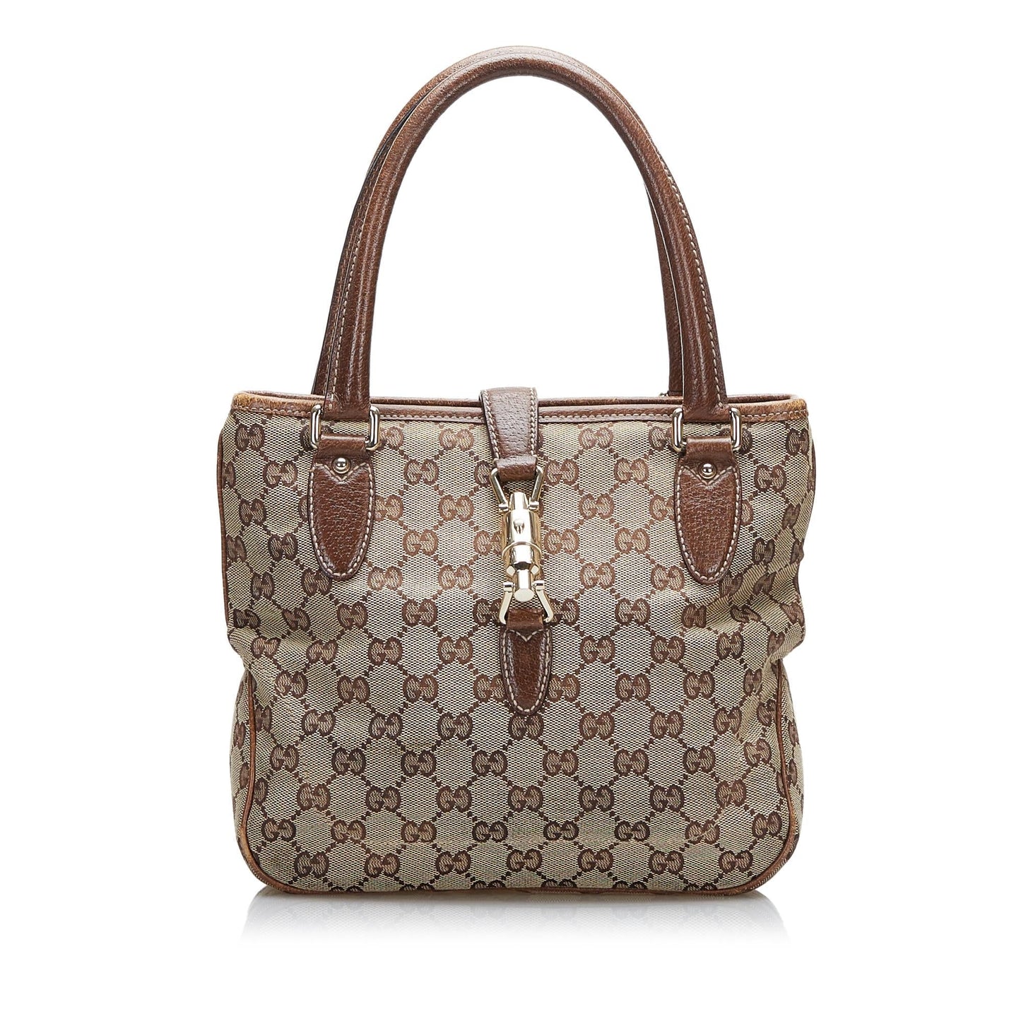 Gucci GG Jackie Piston Lock SHG-oonzW2 Canvas Brown Satchel Bag