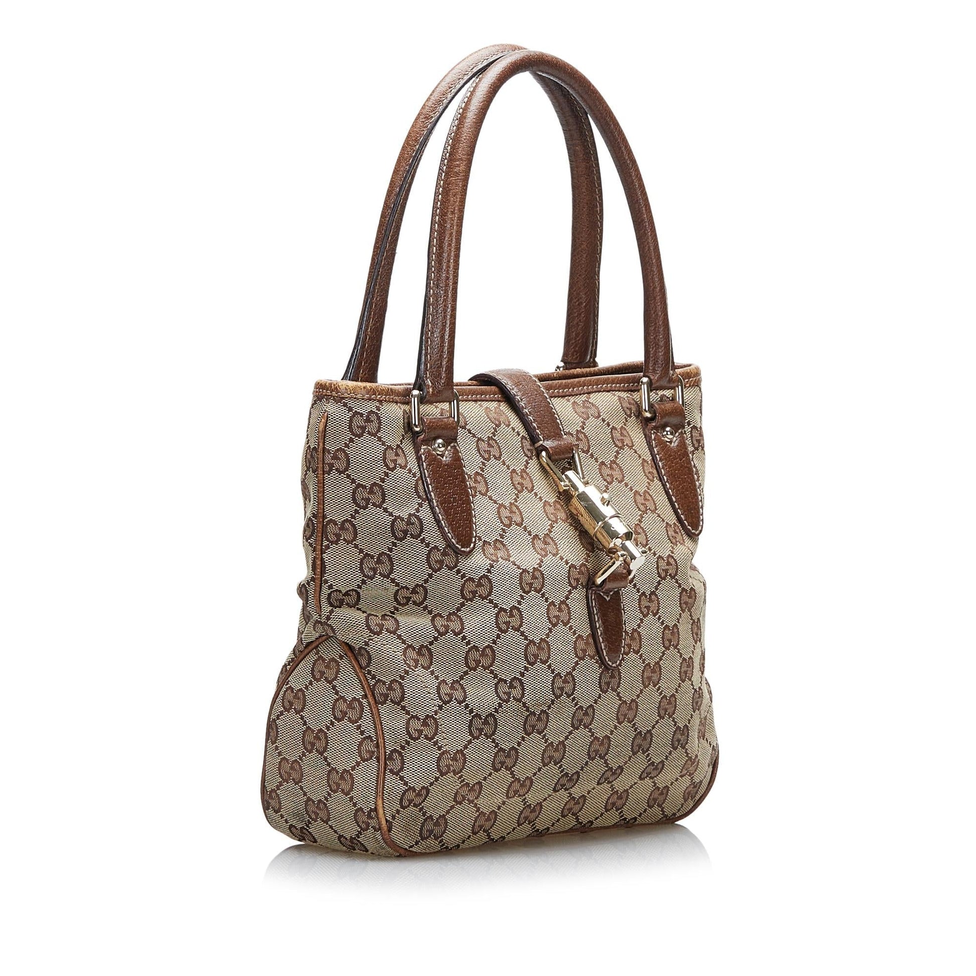 Gucci GG Jackie Piston Lock SHG-oonzW2 Canvas Brown Satchel Bag