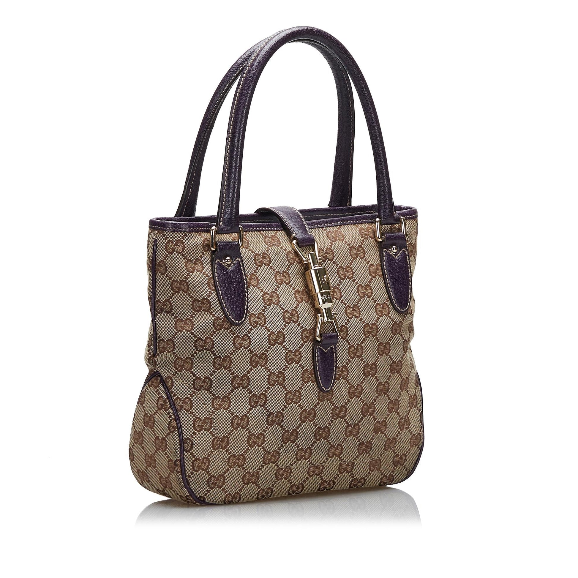 Gucci GG Jackie Piston Lock SHG-F3Db8C Canvas Brown Satchel Bag