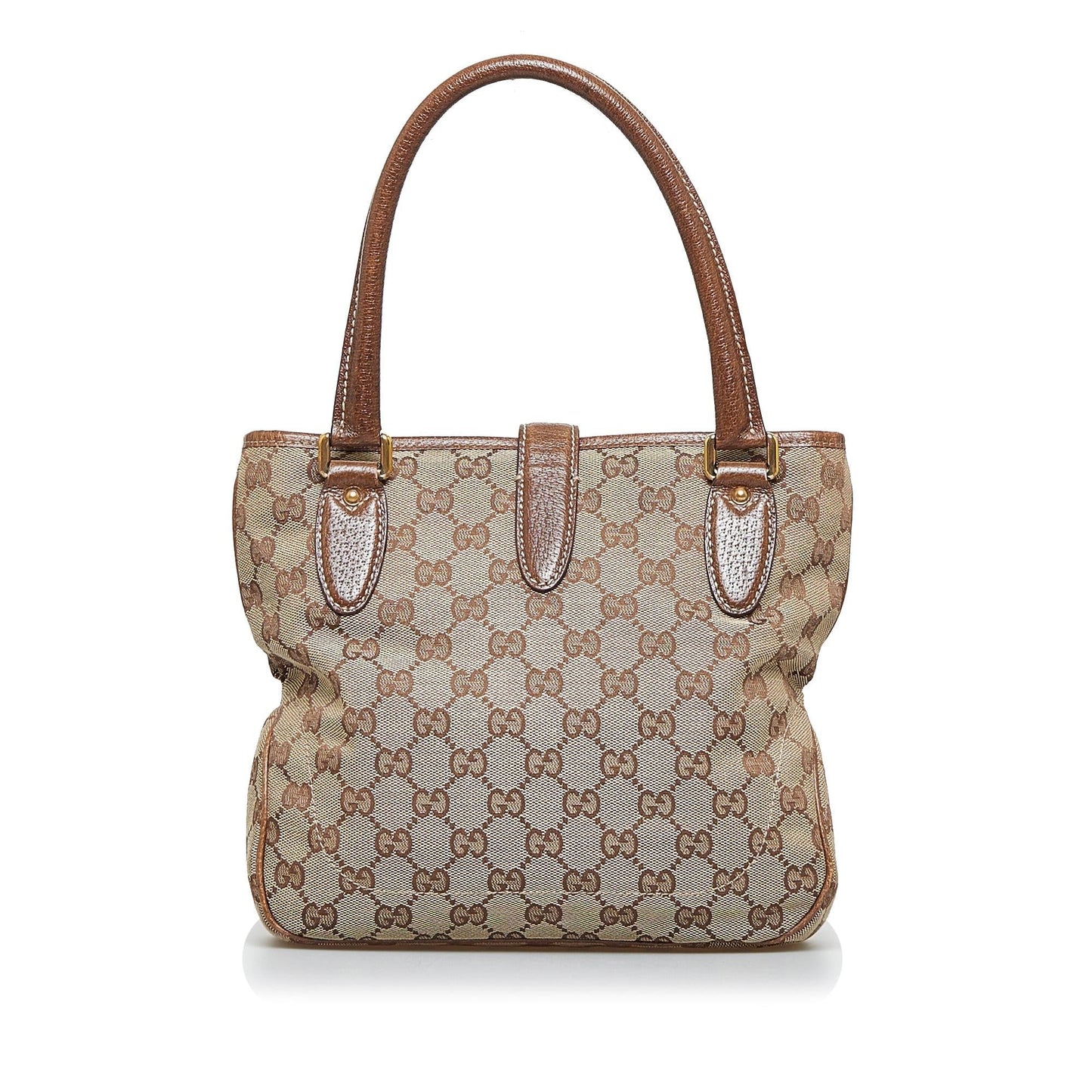 Gucci GG Jackie Piston Lock SHG-R6bLVW Canvas Calf Brown Satchel Bag