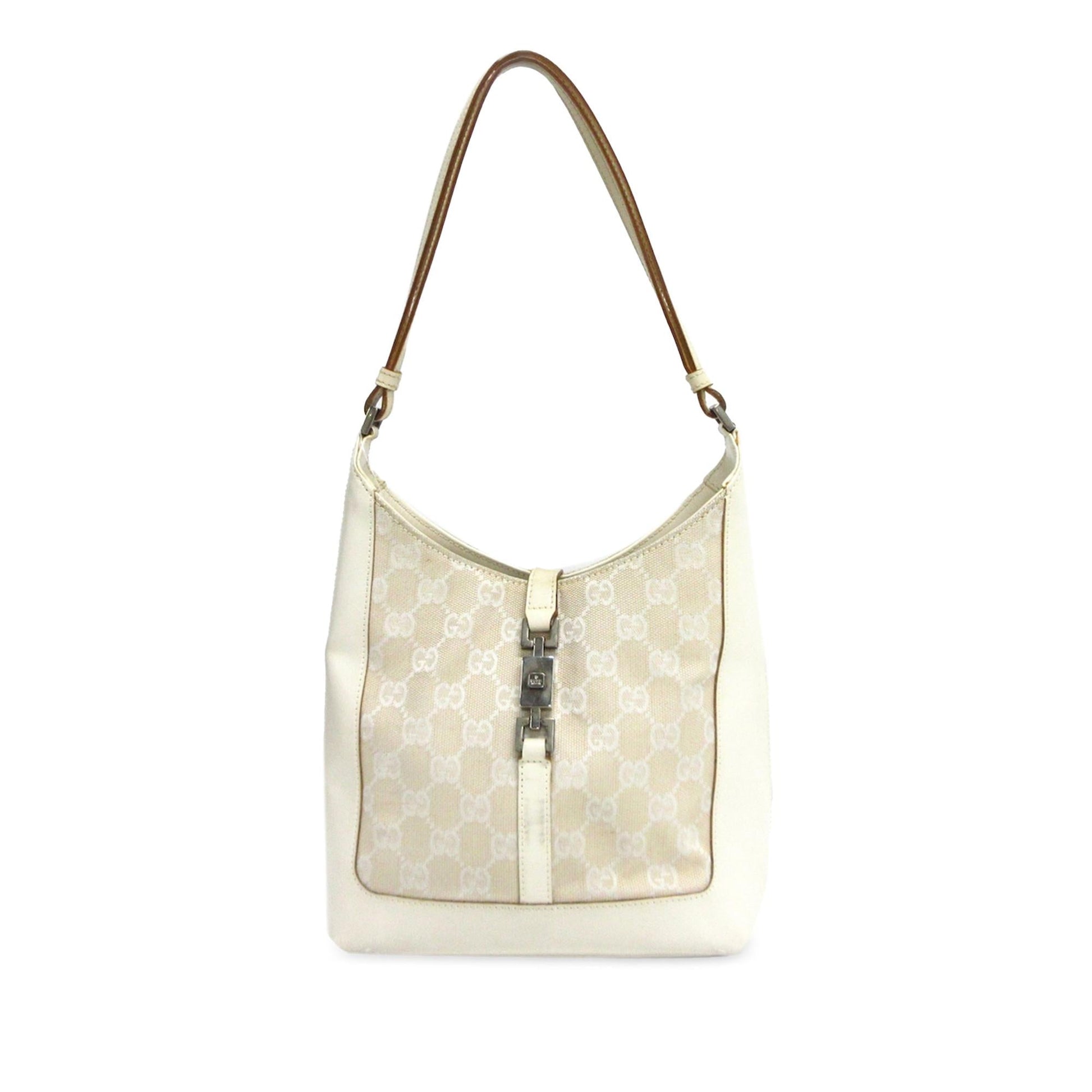 Gucci GG Jackie SHG-zfTNaZ Canvas Calf White Shoulder Bag