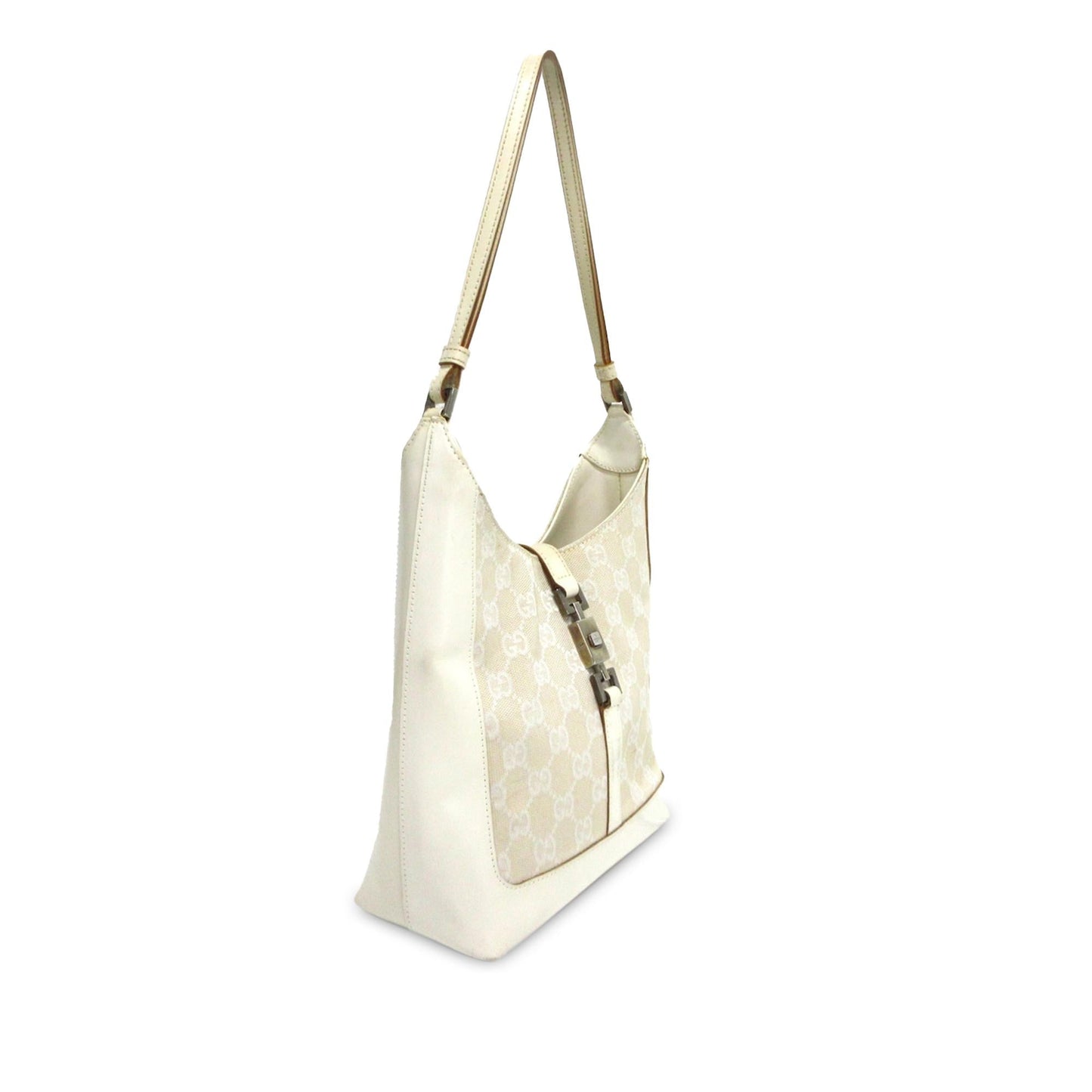 Gucci GG Jackie SHG-zfTNaZ Canvas Calf White Shoulder Bag