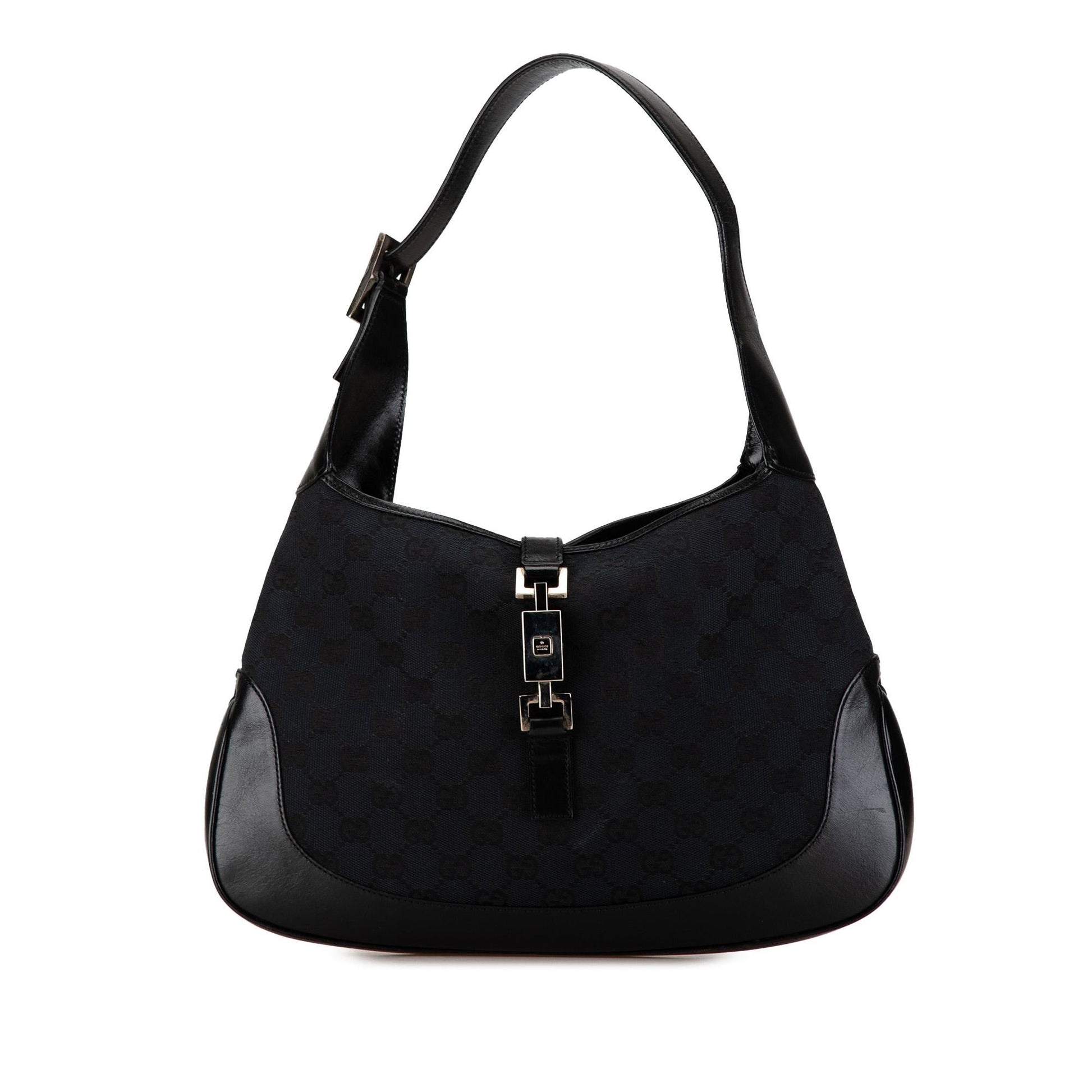 Gucci GG Jackie SHG-gEuF9l Canvas Calf Black Shoulder Bag