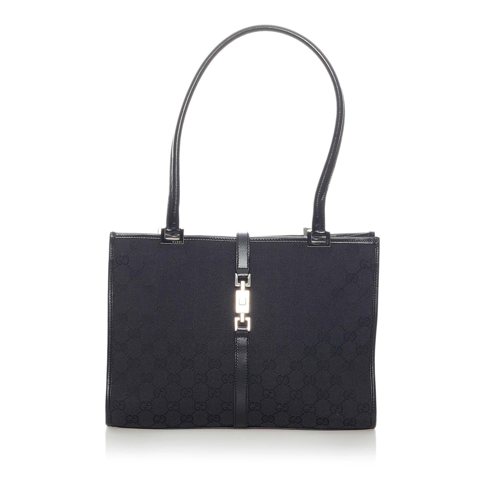 Gucci GG Jackie SHG Canvas Black Tote Bag