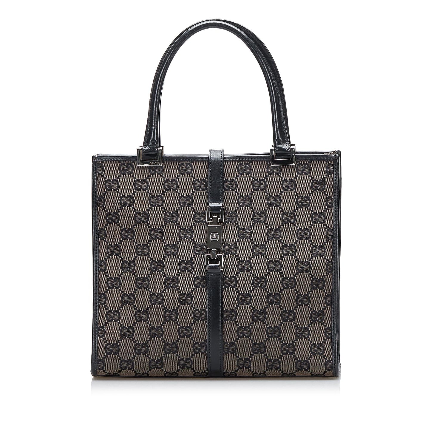 Gucci GG Jackie SHG-OLesWp Canvas Grey Satchel Bag