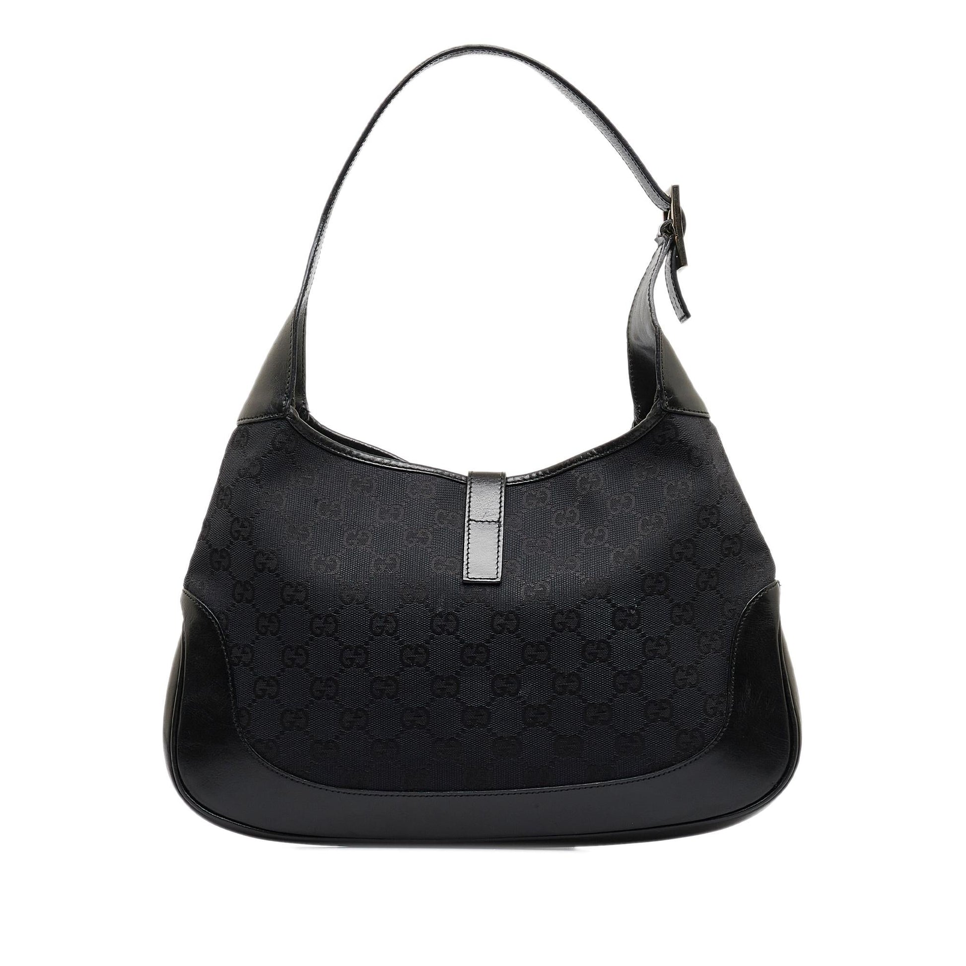 Gucci GG Jackie SHG-OHiky9 Canvas Calf Black Shoulder Bag