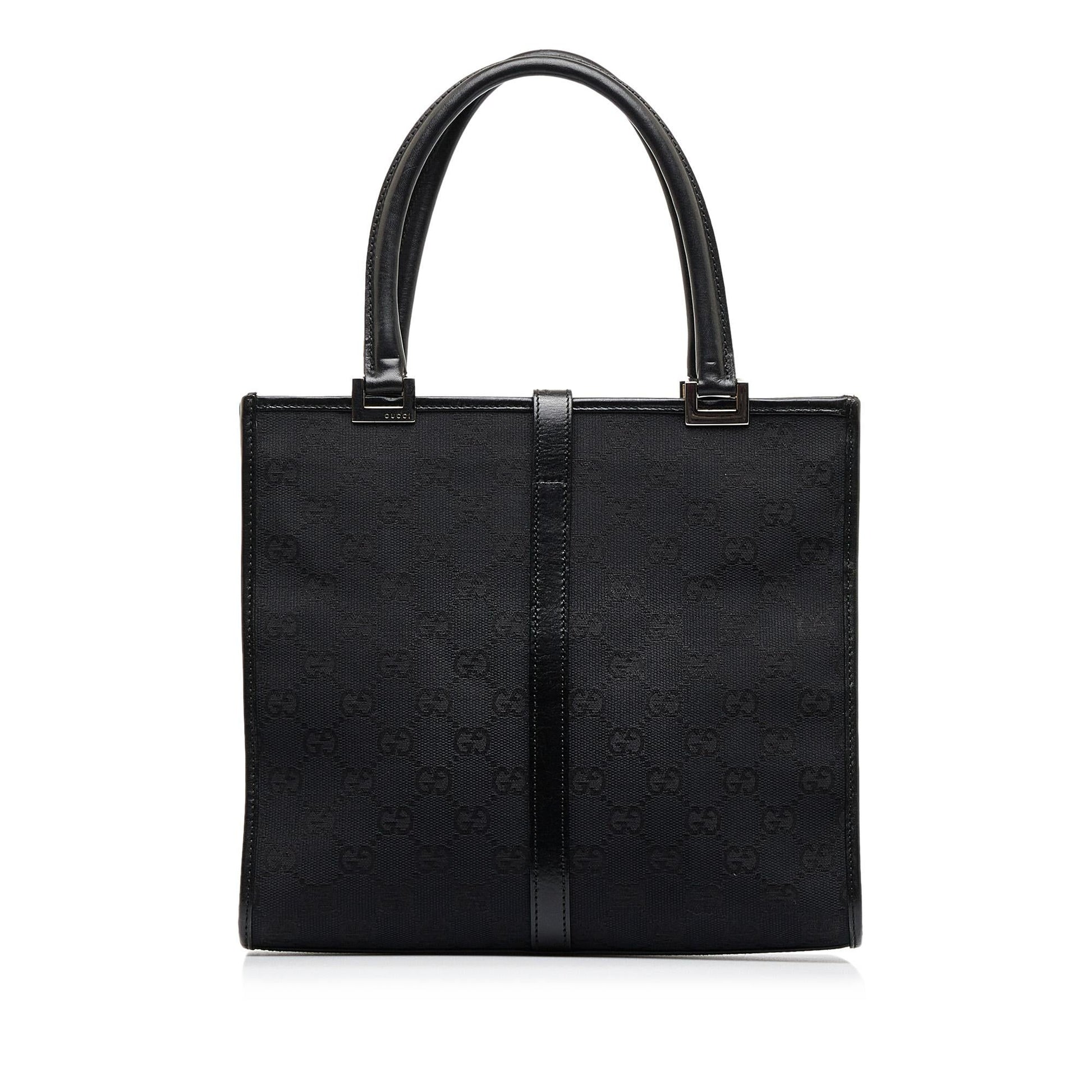 Gucci GG Jackie SHG-k3MP7Z Canvas Black Tote Bag