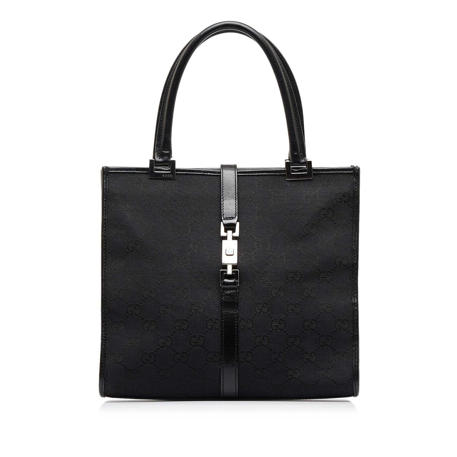Gucci GG Jackie SHG-k3MP7Z Canvas Black Tote Bag