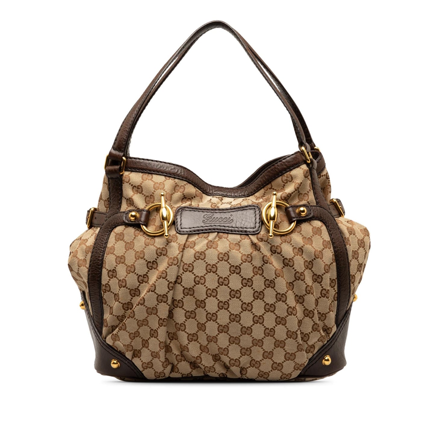 Gucci GG Jockey SHG-CIMJ65 Canvas Brown Shoulder Bag