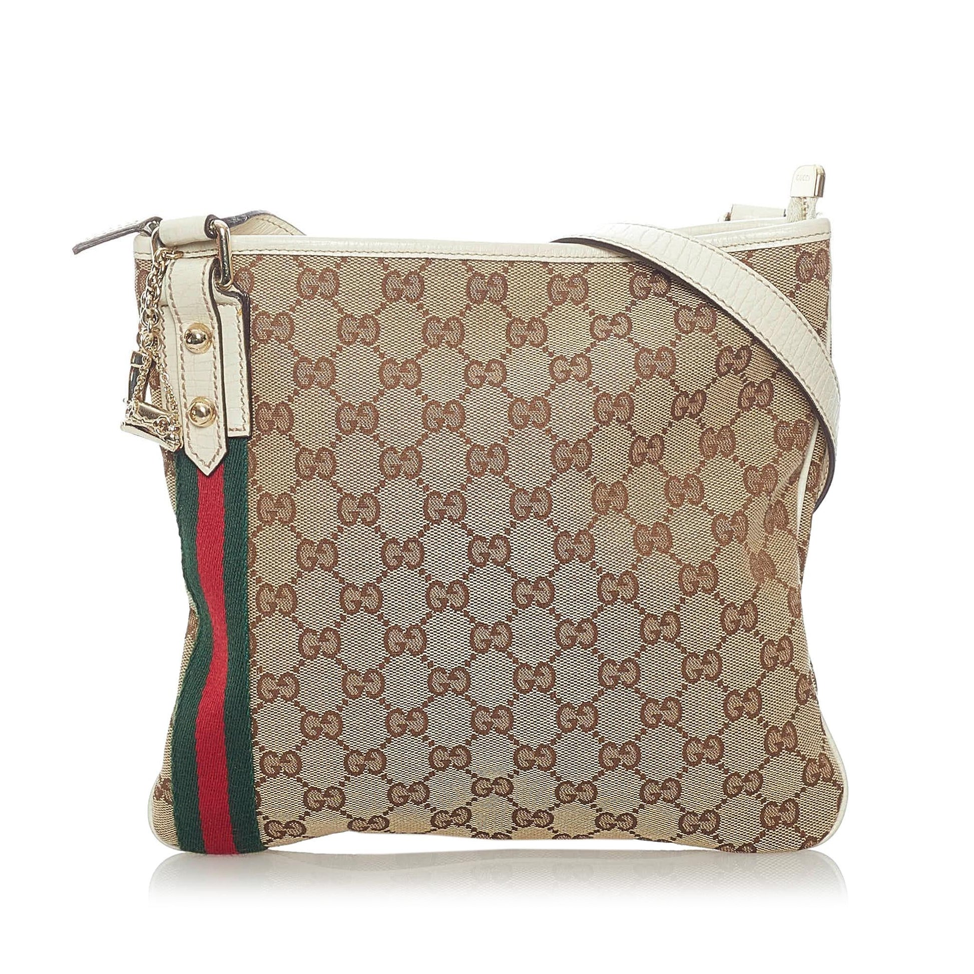 Gucci GG Jolicoeur SHG Canvas Calf Brown Crossbody Bag