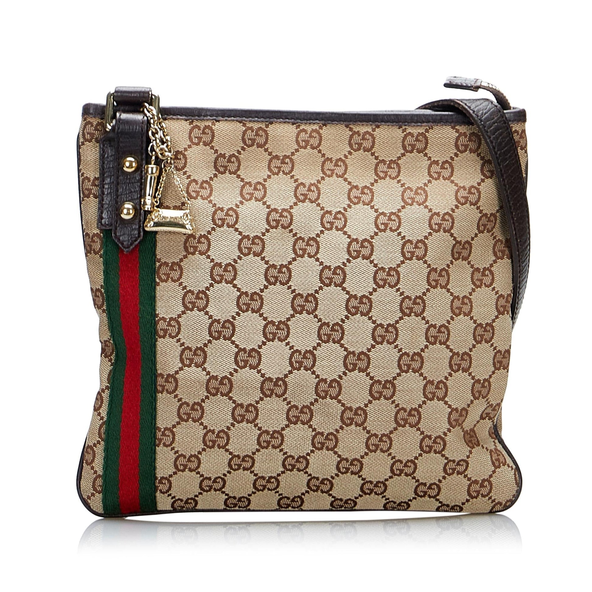 Gucci GG Jolicoeur SHG-0Pg20f Canvas Calf Brown Crossbody Bag