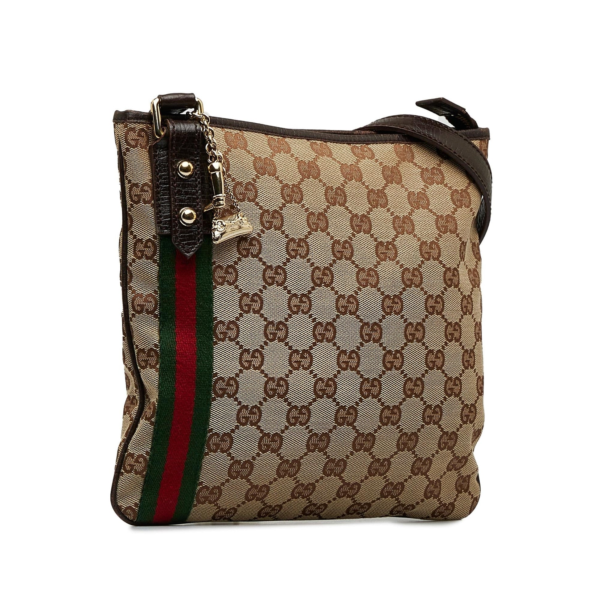 Gucci GG Jolicoeur SHG-fyA7Oz Canvas Calf Brown Crossbody Bag