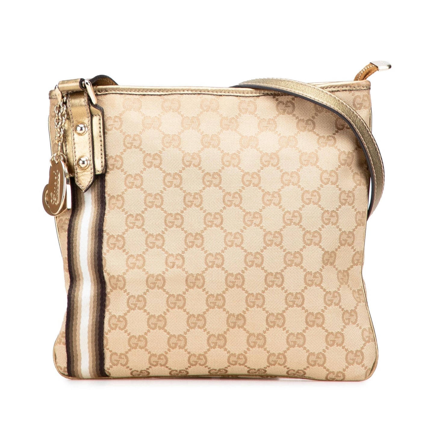 Gucci GG Jolicoeur Canvas Calf Brown Gold Crossbody Bag Crossbody 3