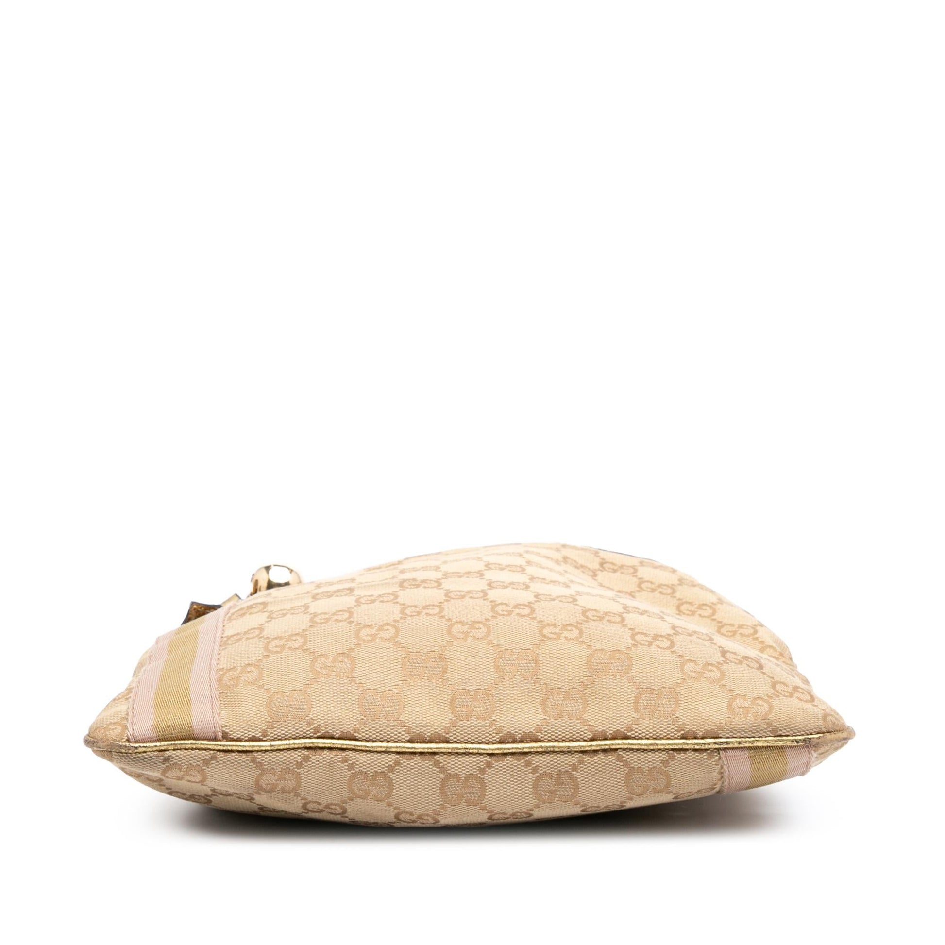 Gucci GG Jolicoeur Canvas Calf Brown Gold Crossbody Bag