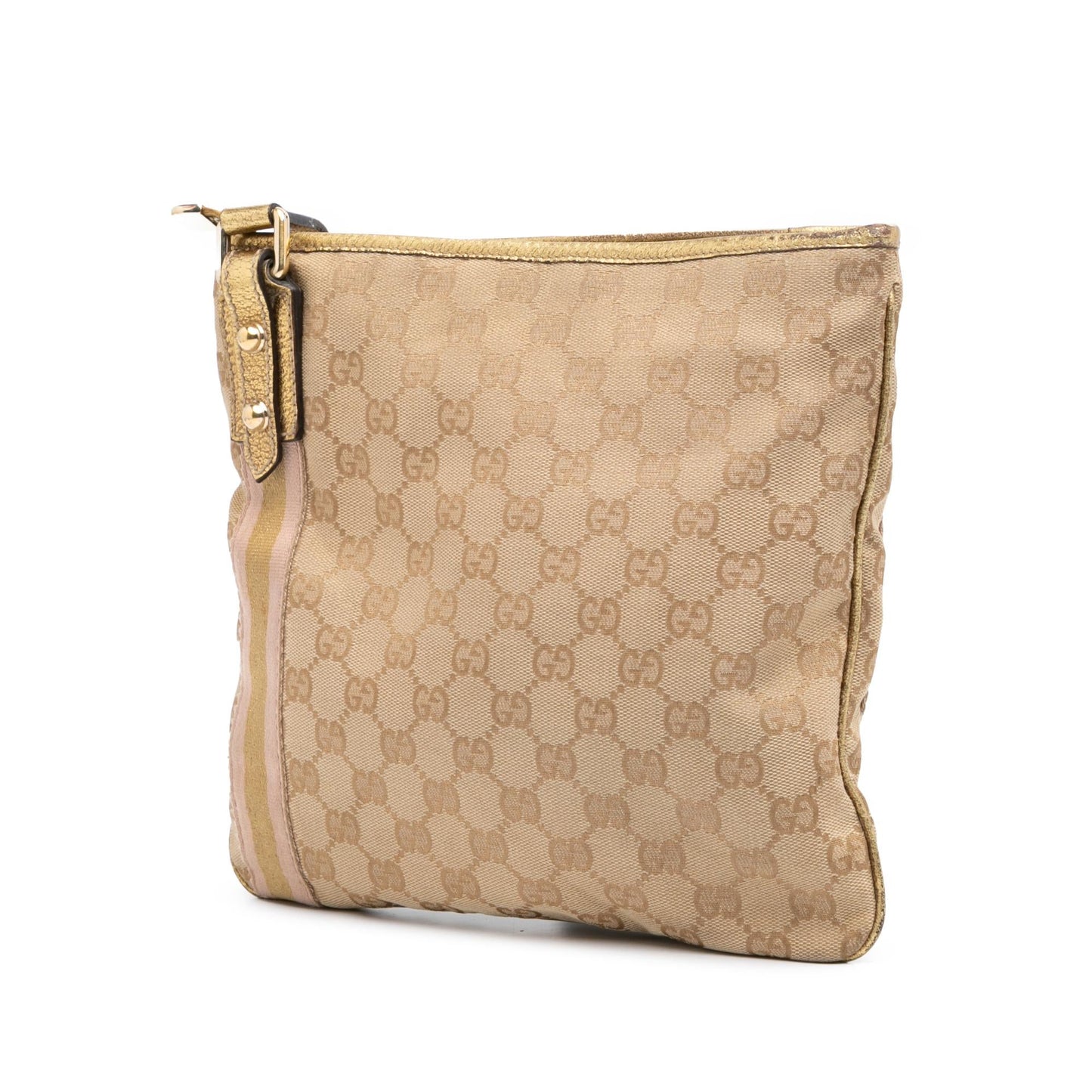 Gucci GG Jolicoeur Canvas Calf Brown Gold Crossbody Bag