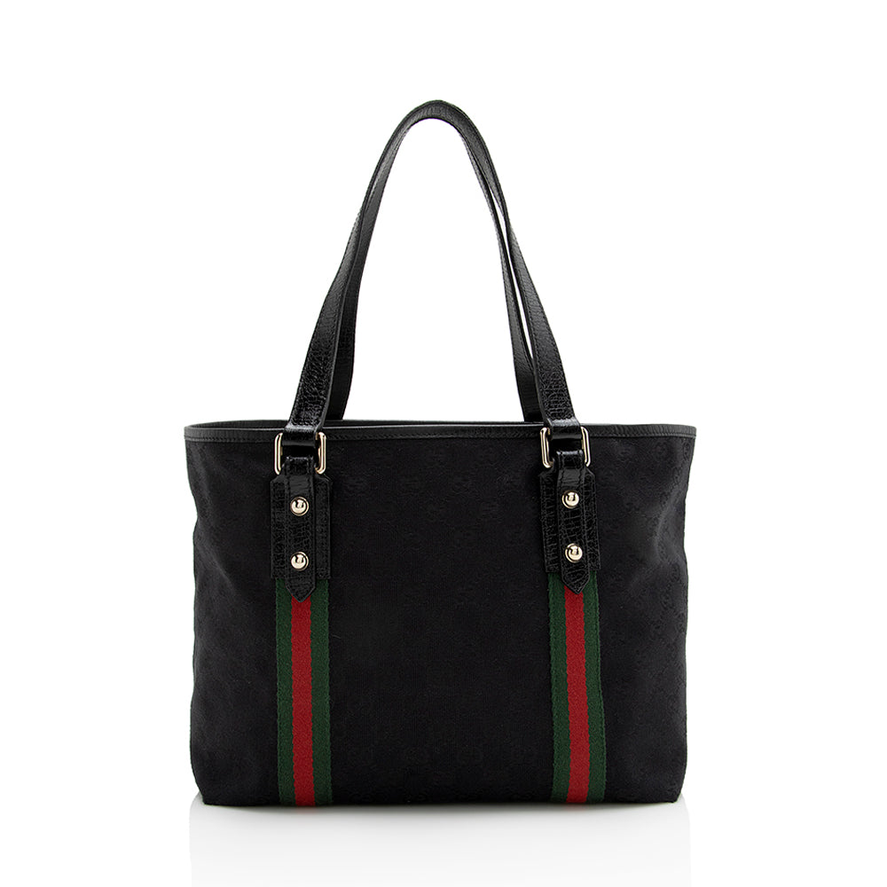 Gucci GG Jolicoeur SHF Leather Canvas Nylon Black Tote Bag