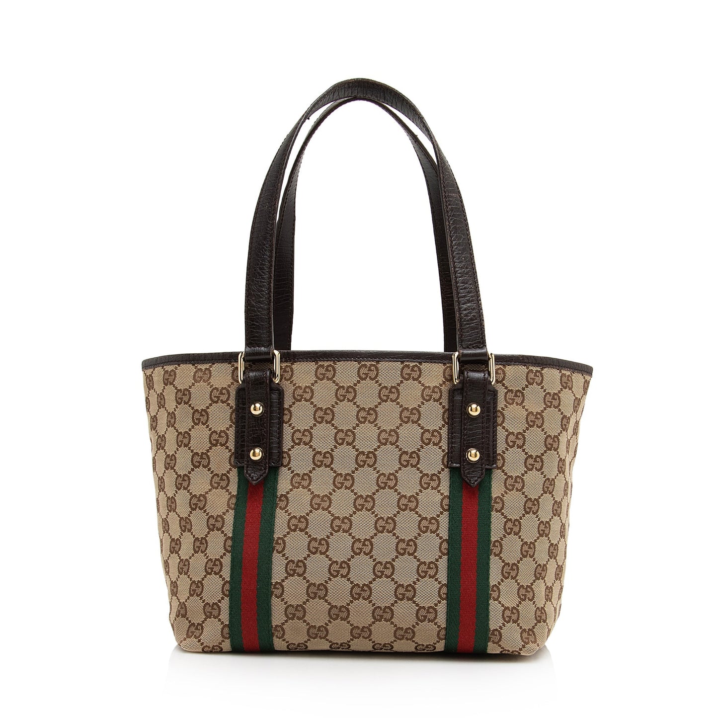 Gucci GG Jolicoeur SHF Leather Canvas Nylon Brown Tote Bag