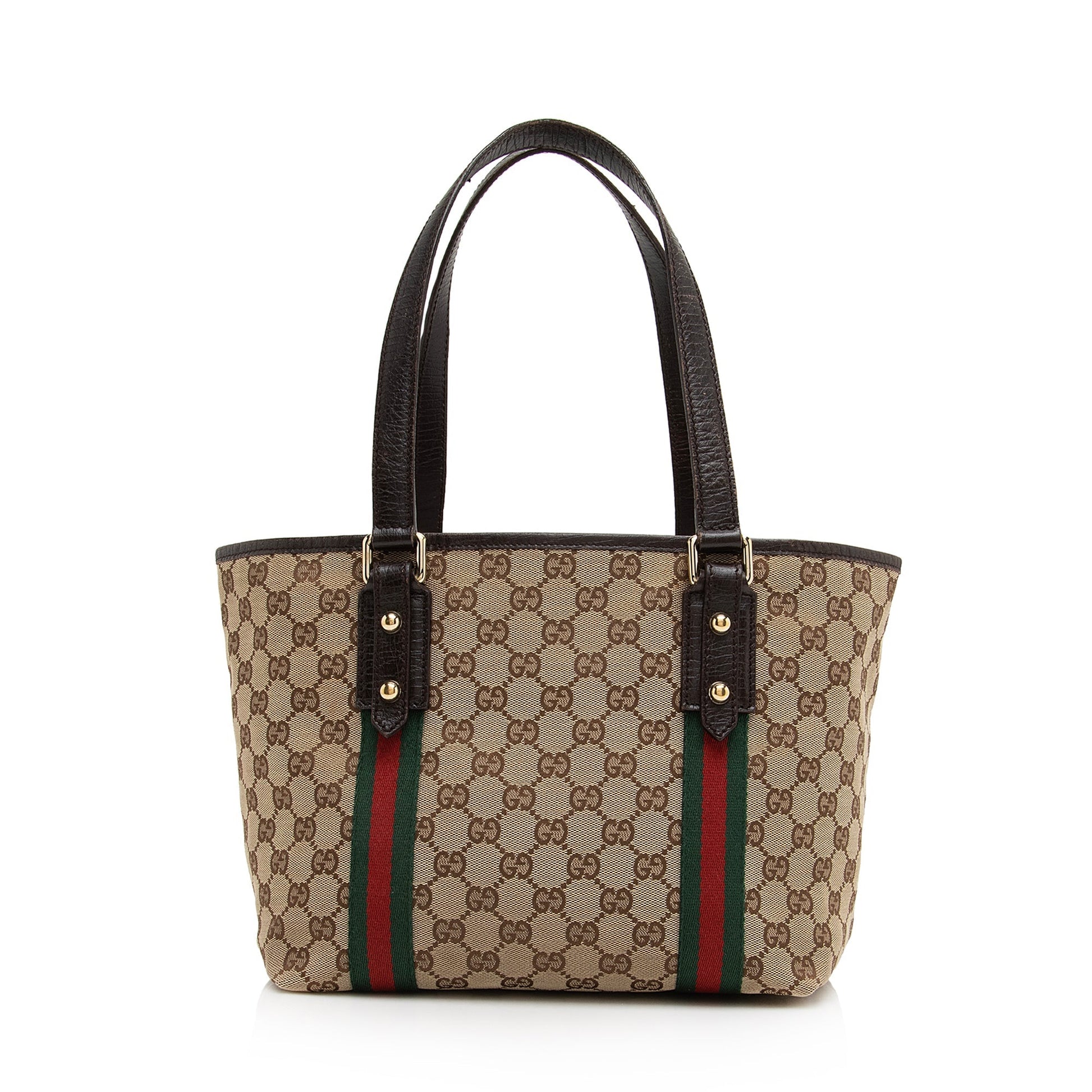 Gucci GG Jolicoeur SHF Leather Canvas Nylon Brown Tote Bag