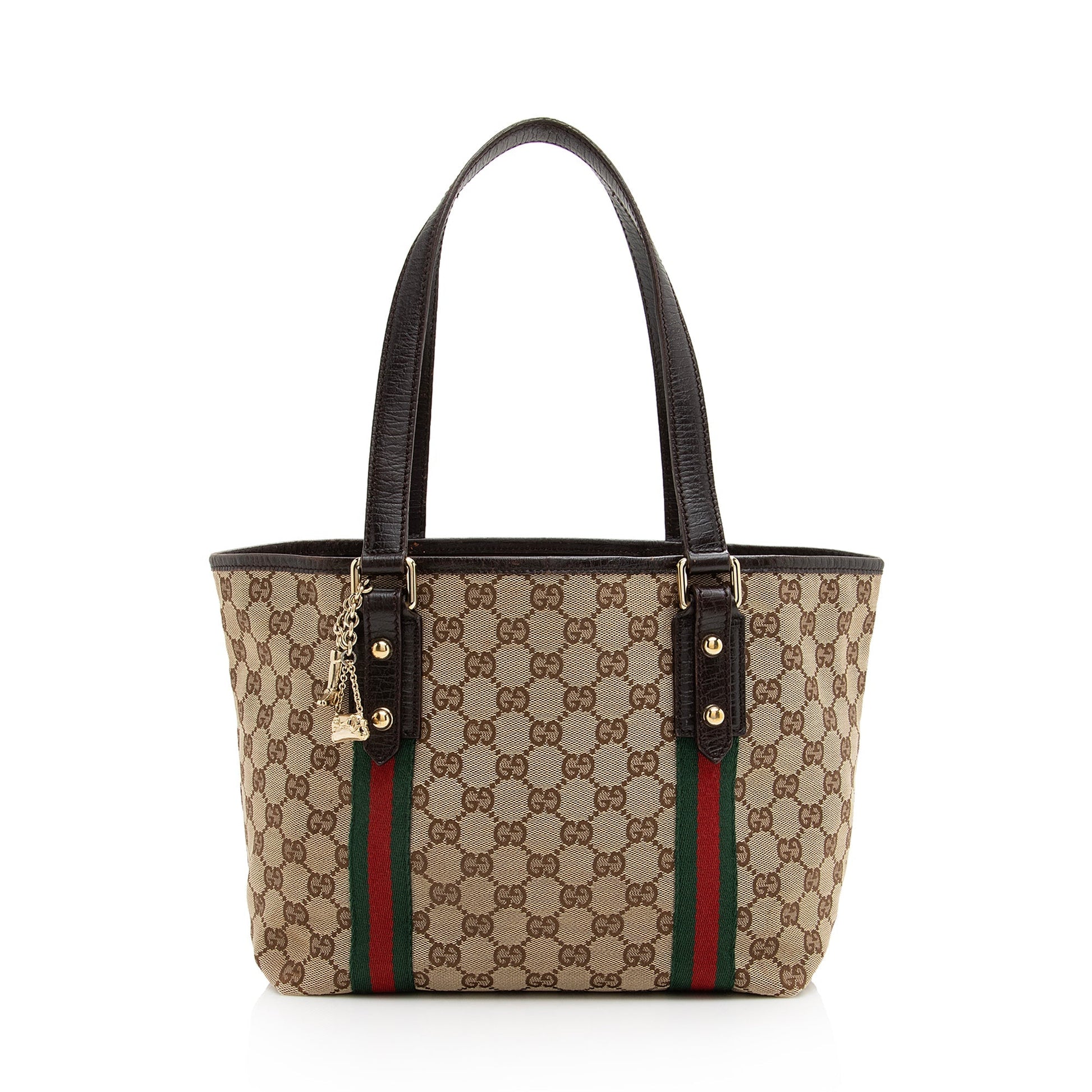 Gucci GG Jolicoeur SHF Leather Canvas Nylon Brown Tote Bag