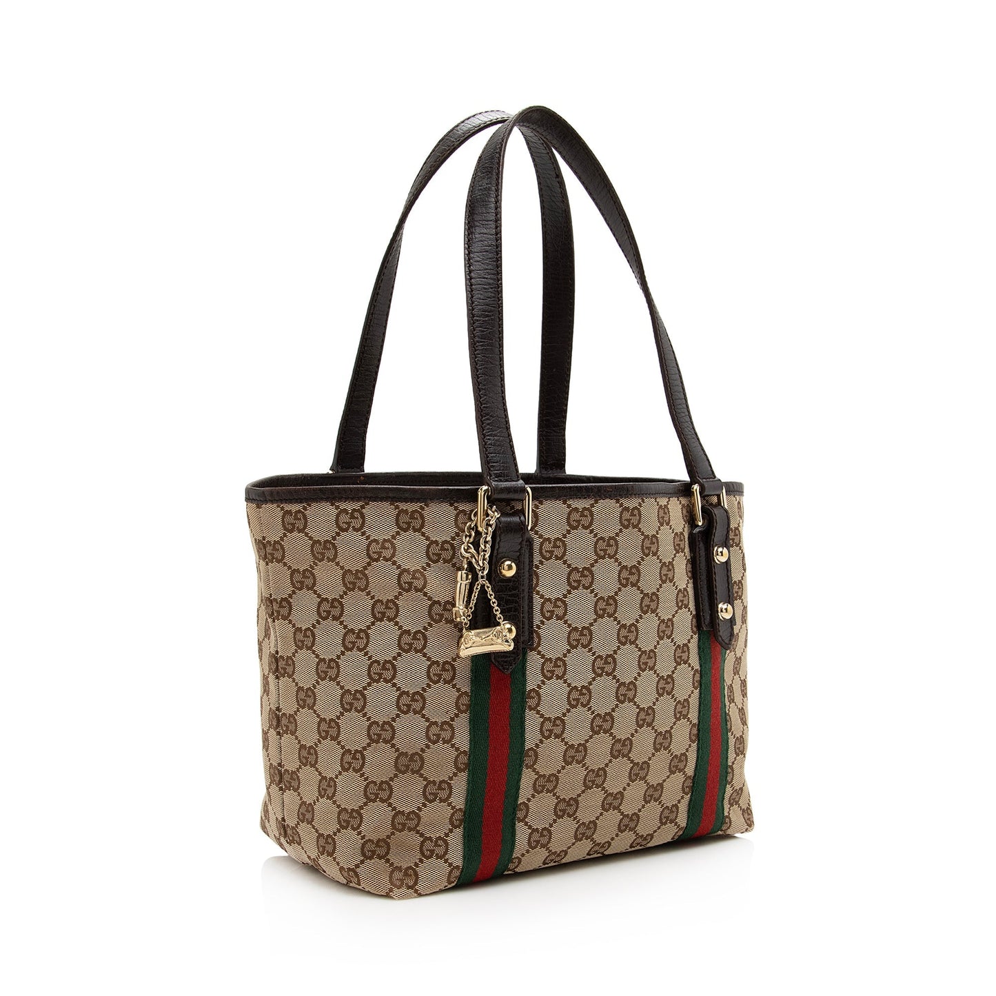 Gucci GG Jolicoeur SHF Leather Canvas Nylon Brown Tote Bag