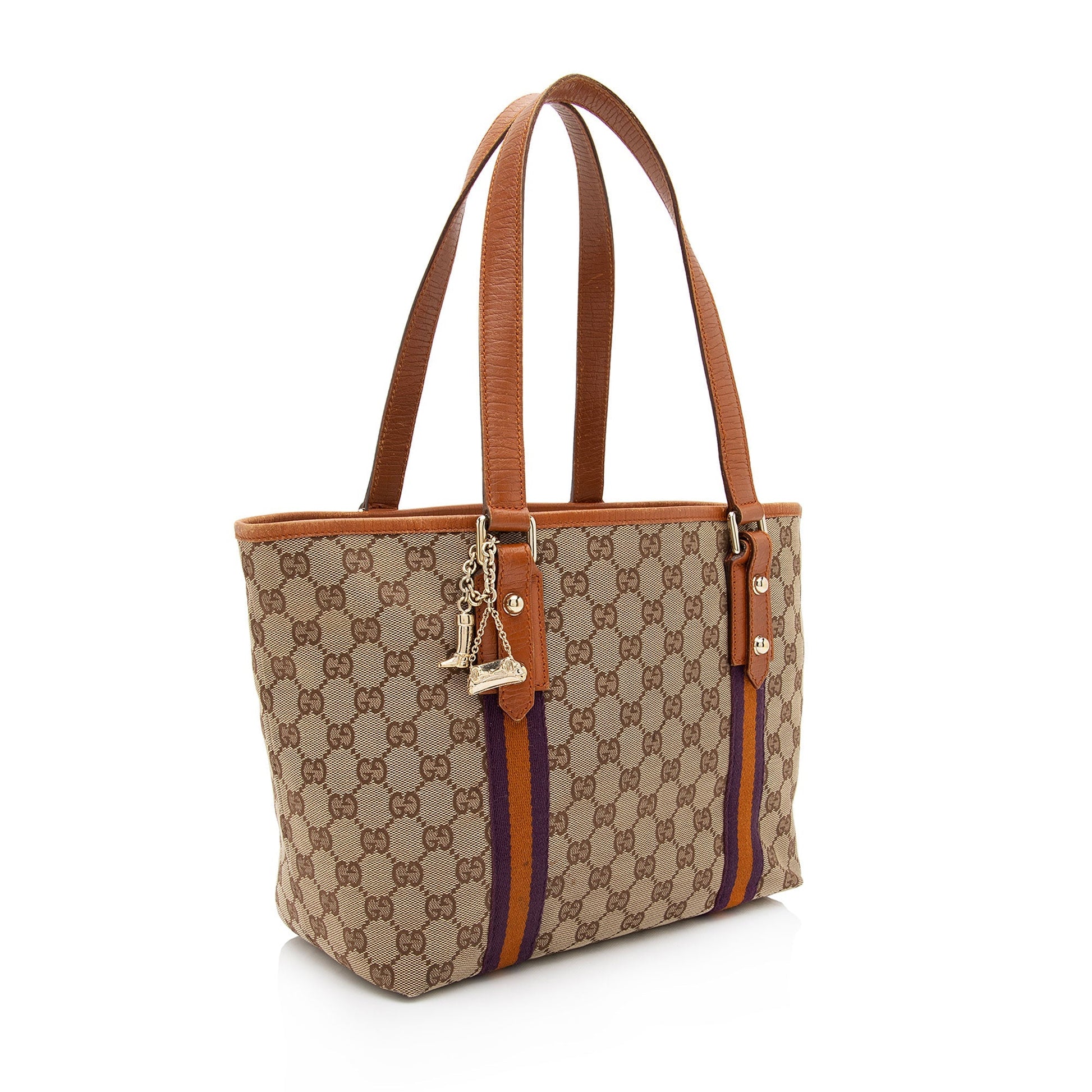 Gucci GG Jolicoeur SHF-JDa0i6 Leather Canvas Nylon Beige Tote Bag