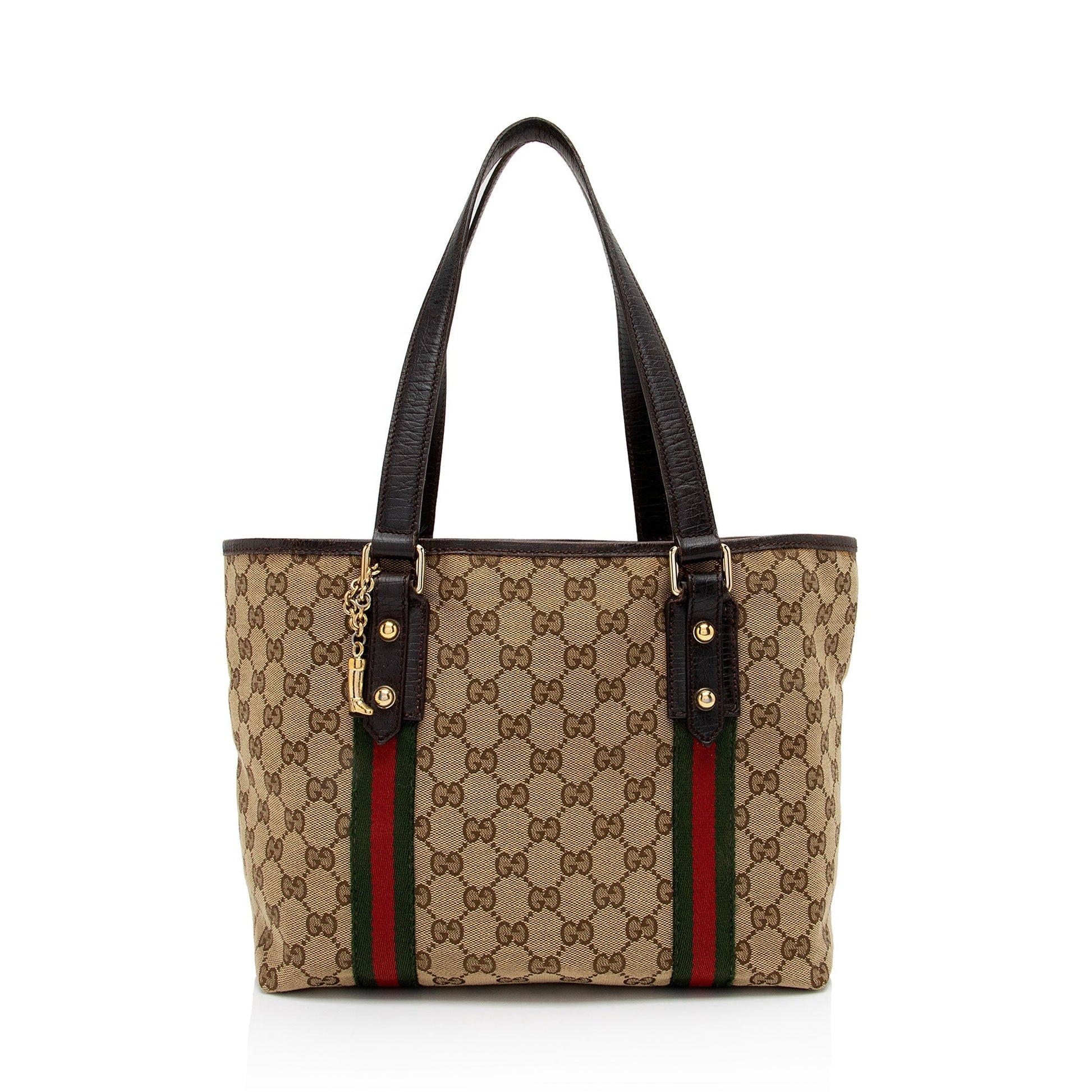 Gucci GG Jolicoeur SHF-U5hUpD Leather Canvas Nylon Brown Tote Bag