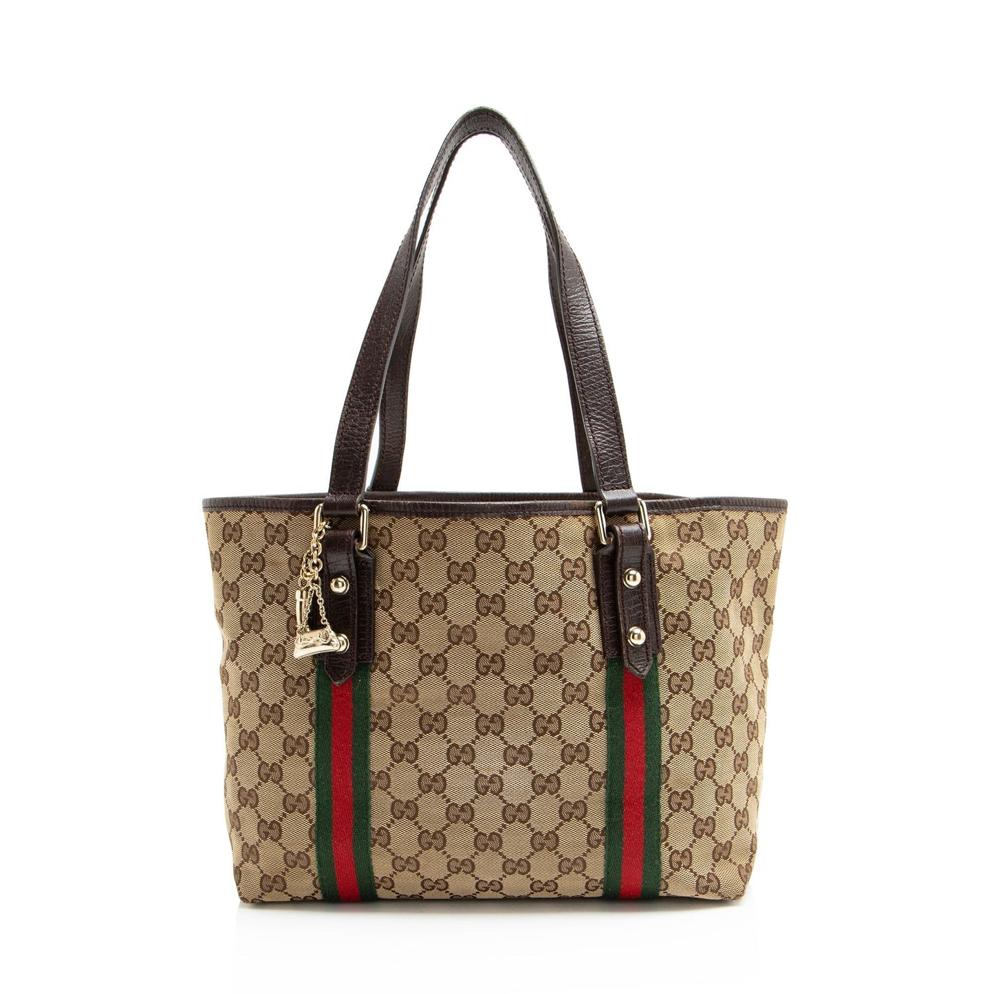 Gucci GG Jolicoeur Leather Canvas Nylon Brown Tote Bag