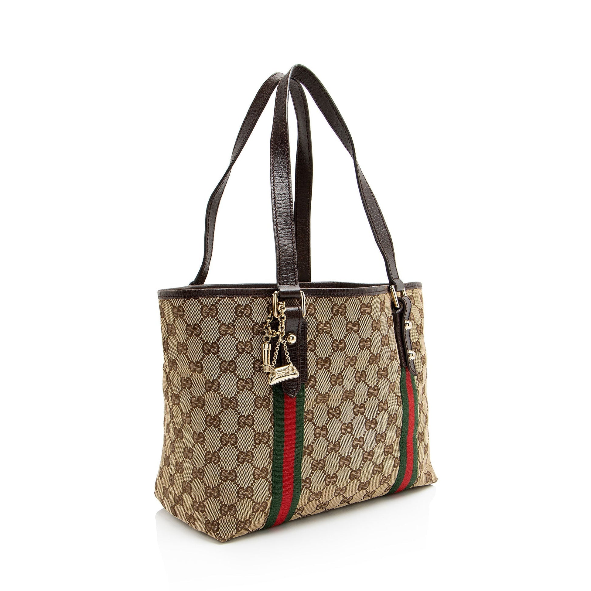 Gucci GG Jolicoeur Leather Canvas Nylon Brown Tote Bag