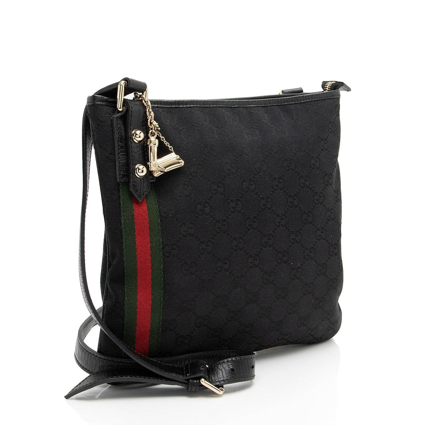 Gucci GG Jolicoeur Messenger SHF-mgQylD Leather Canvas Black Shoulder Bag