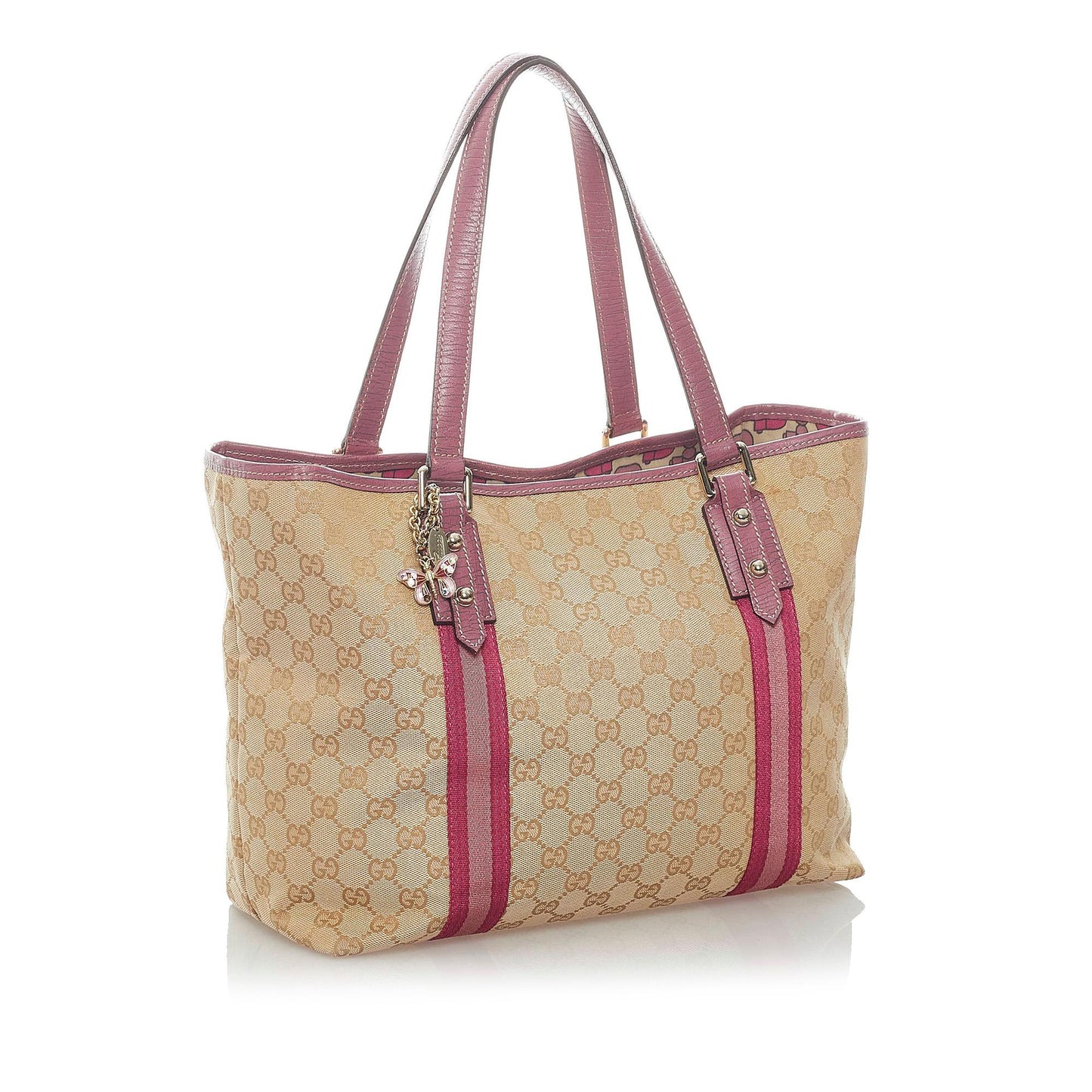 Gucci GG Jolicoeur SHG Canvas Brown Pink Tote Bag