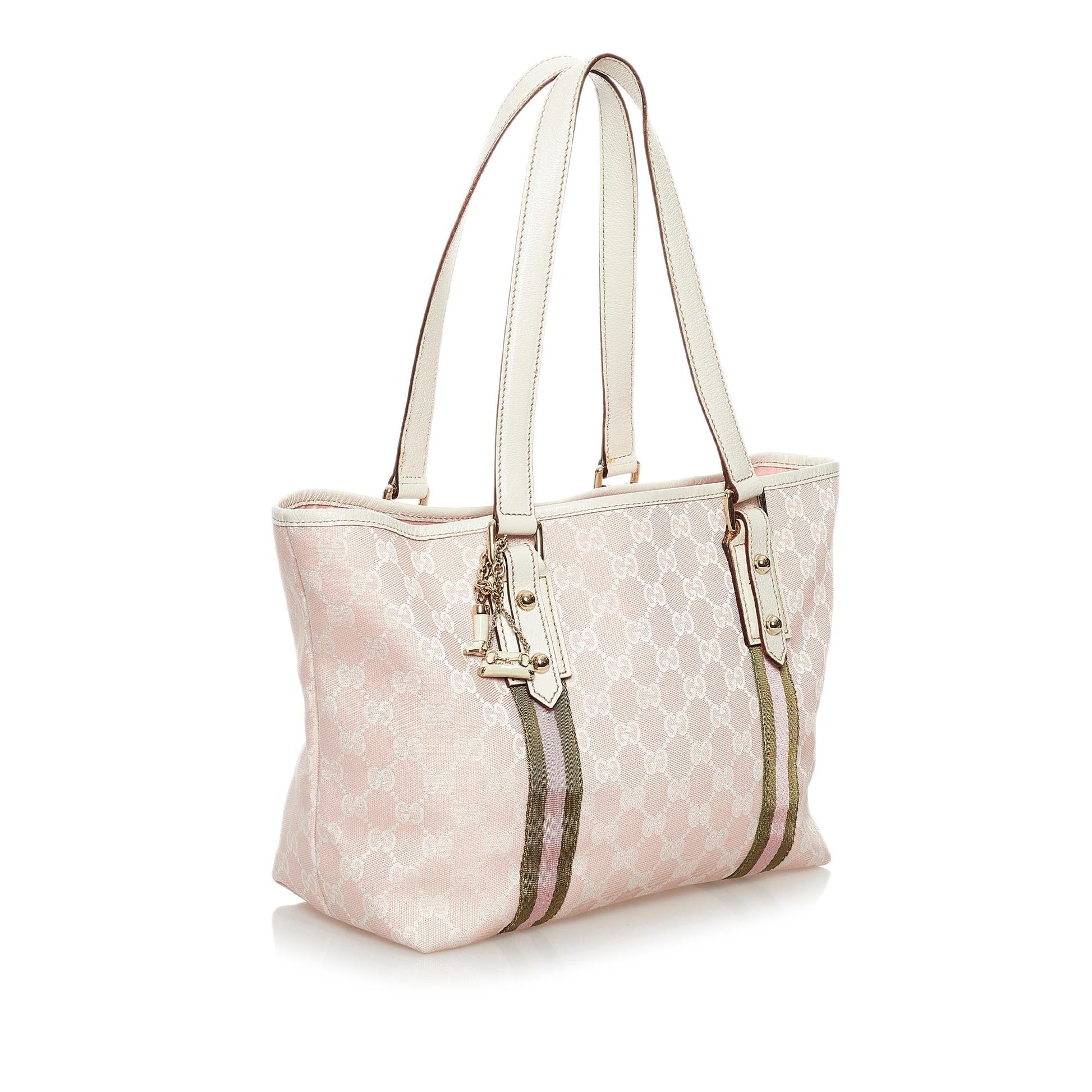 Gucci GG Jolicoeur SHG Canvas White Pink Tote Bag