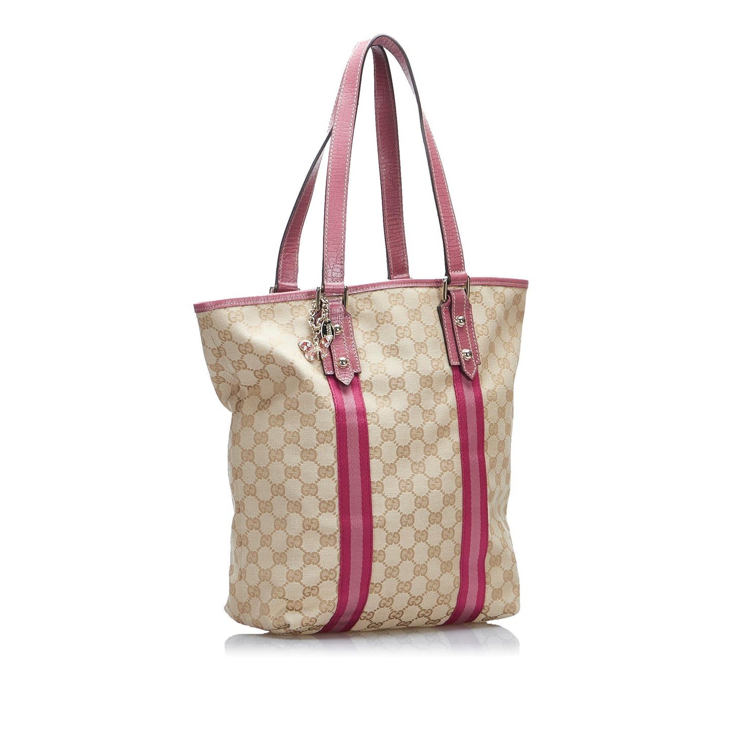 Gucci GG Jolicoeur SHG-5H7daB Canvas Calf Brown Pink Tote Bag