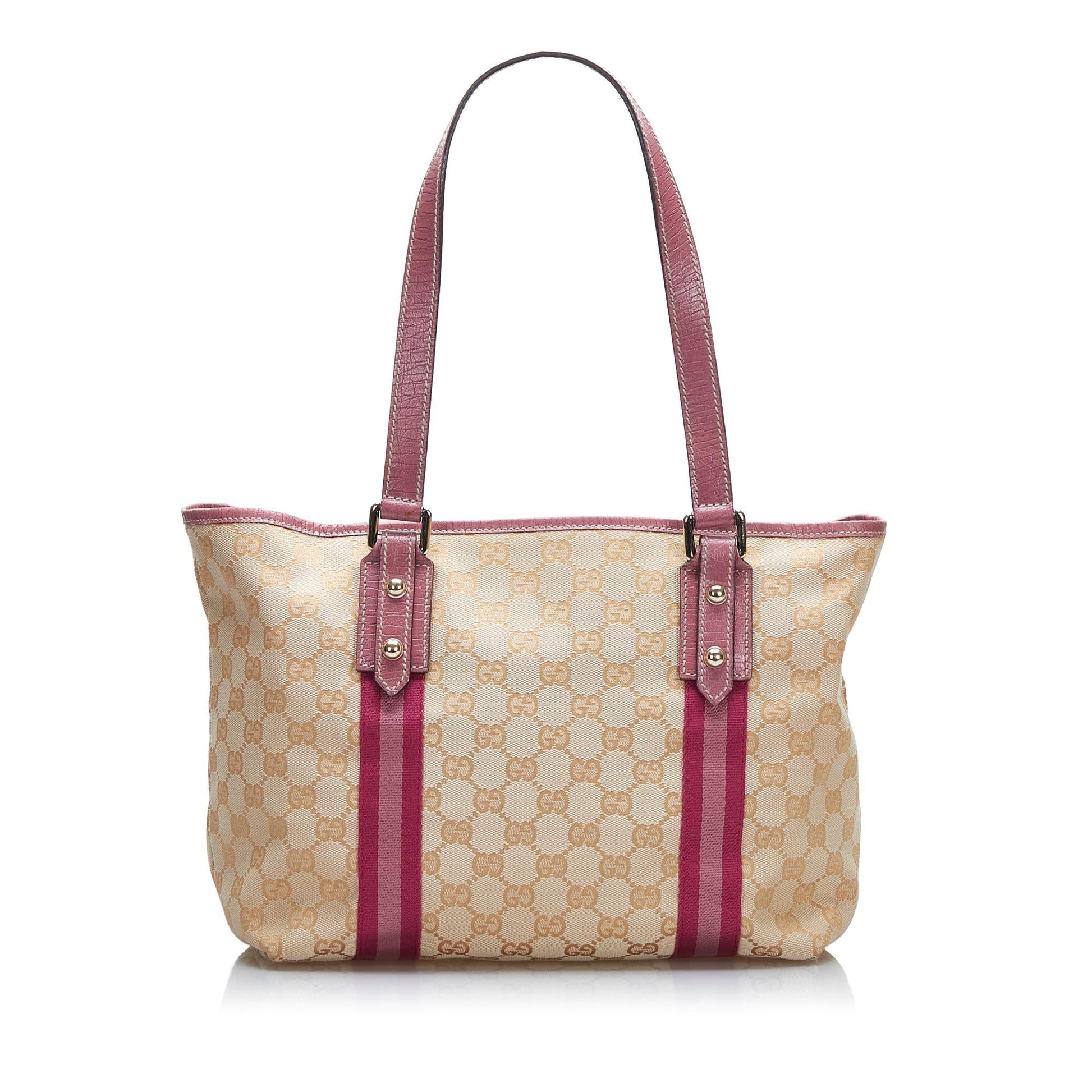 Gucci GG Jolicoeur SHG-3HjuR6 Canvas Calf Brown Pink Tote Bag
