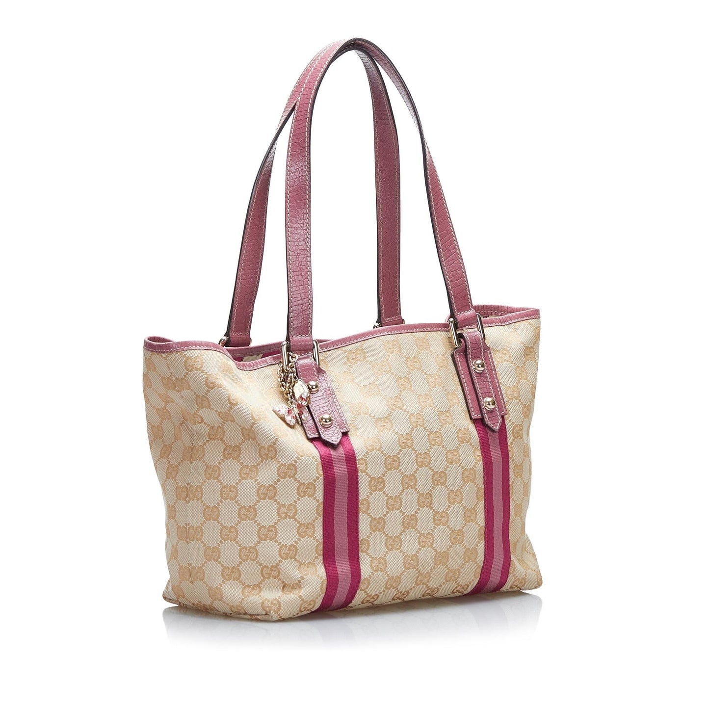 Gucci GG Jolicoeur SHG-3HjuR6 Canvas Calf Brown Pink Tote Bag