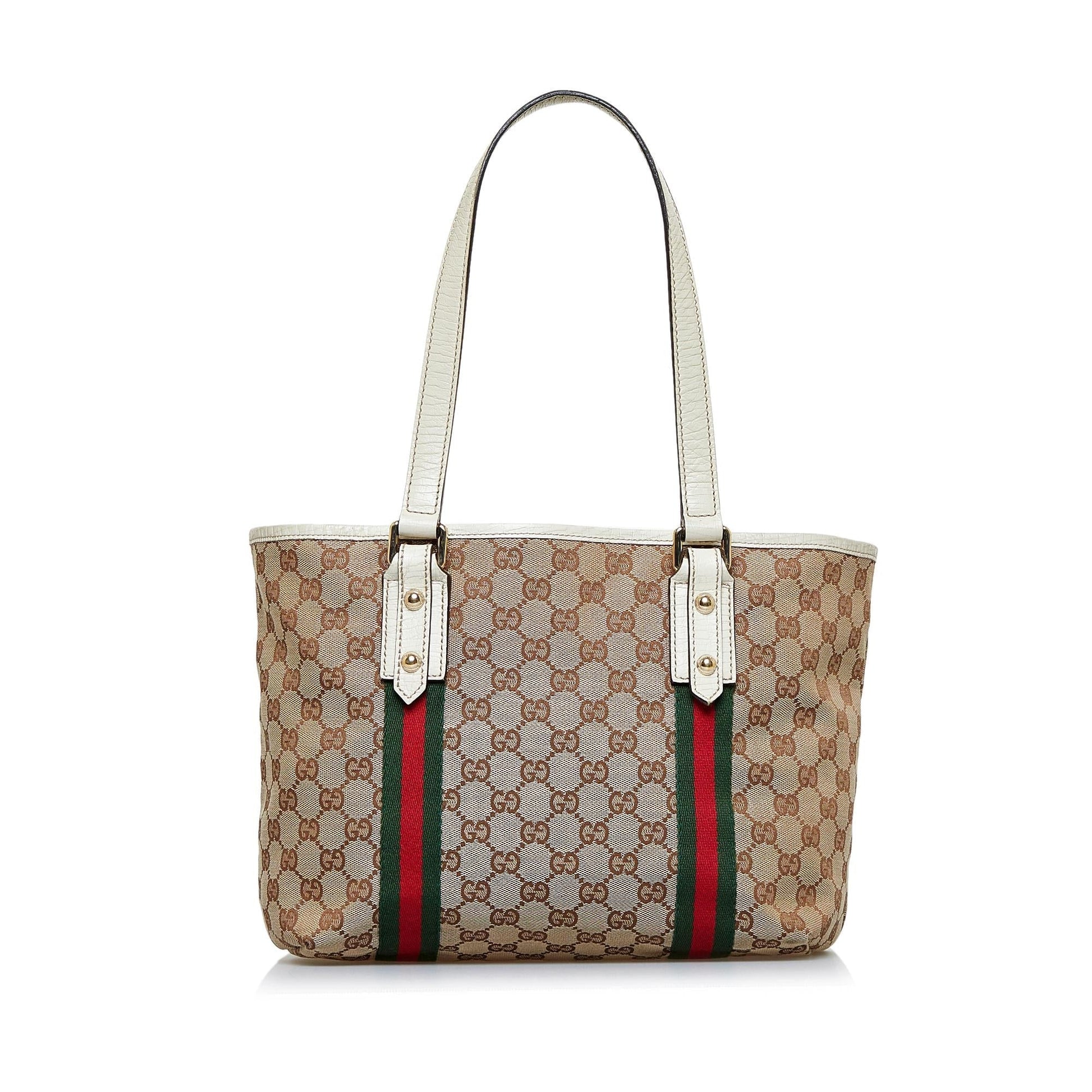 Gucci GG Jolicoeur SHG-KVNUBE Canvas Calf Brown Tote Bag