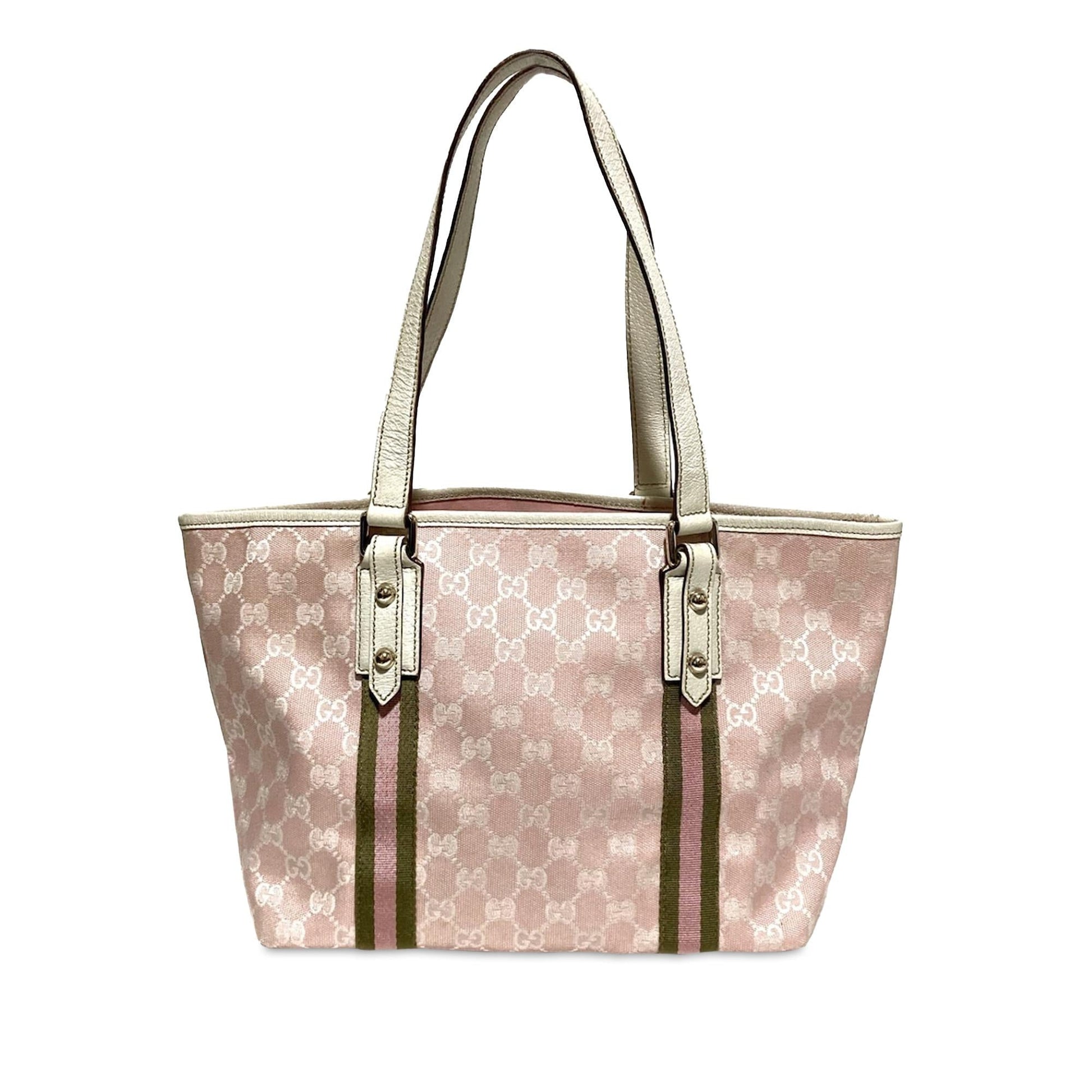Gucci GG Jolicoeur SHG-CIx0WT Canvas Calf White Pink Tote Bag