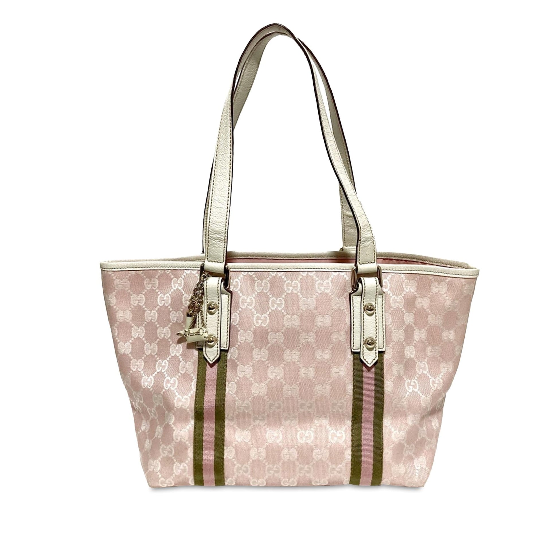 Gucci GG Jolicoeur SHG-CIx0WT Canvas Calf White Pink Tote Bag