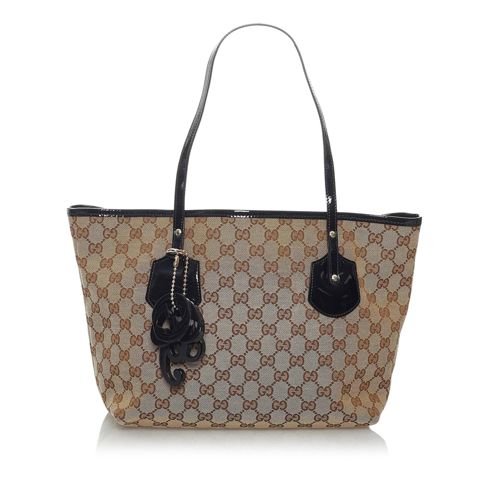 Gucci GG Jolie SHG Canvas Black Brown Tote Bag Bag Shg