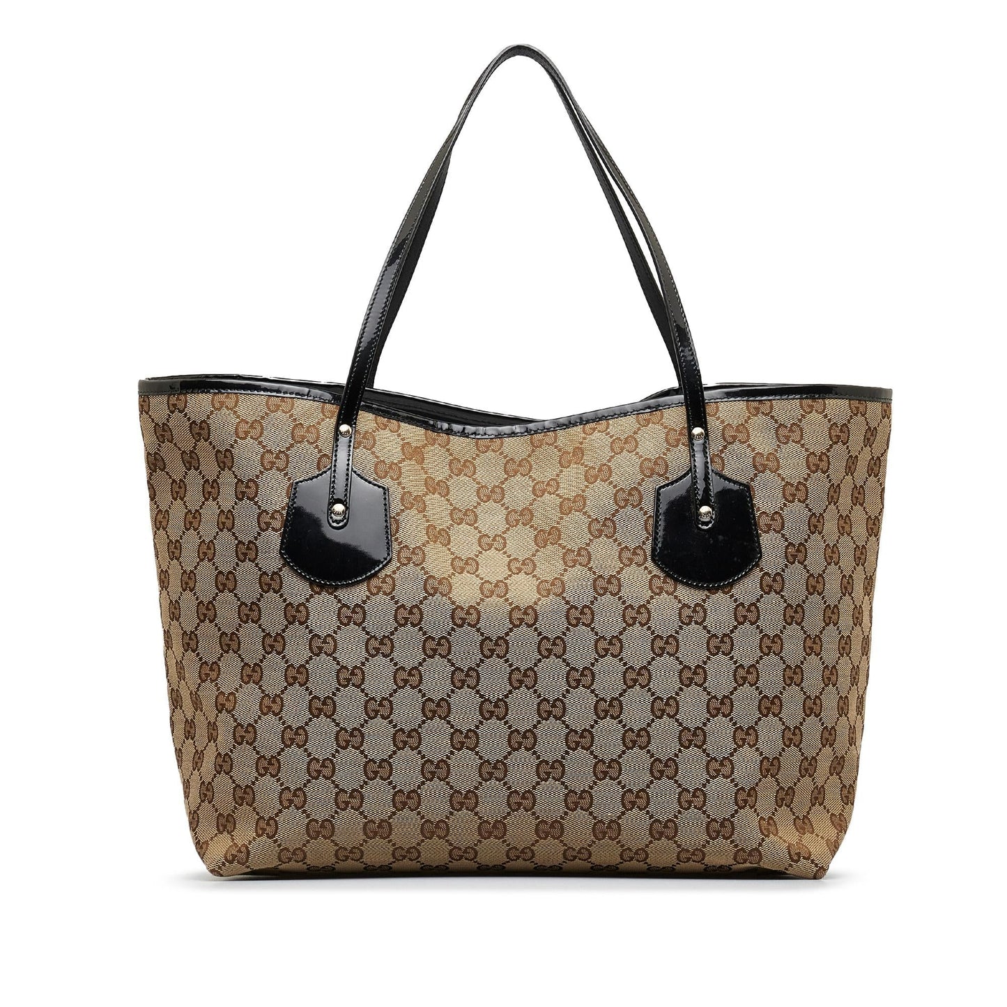 Gucci GG Jolie SHG-ggwp6Z Leather Canvas Patent Black Tote Bag