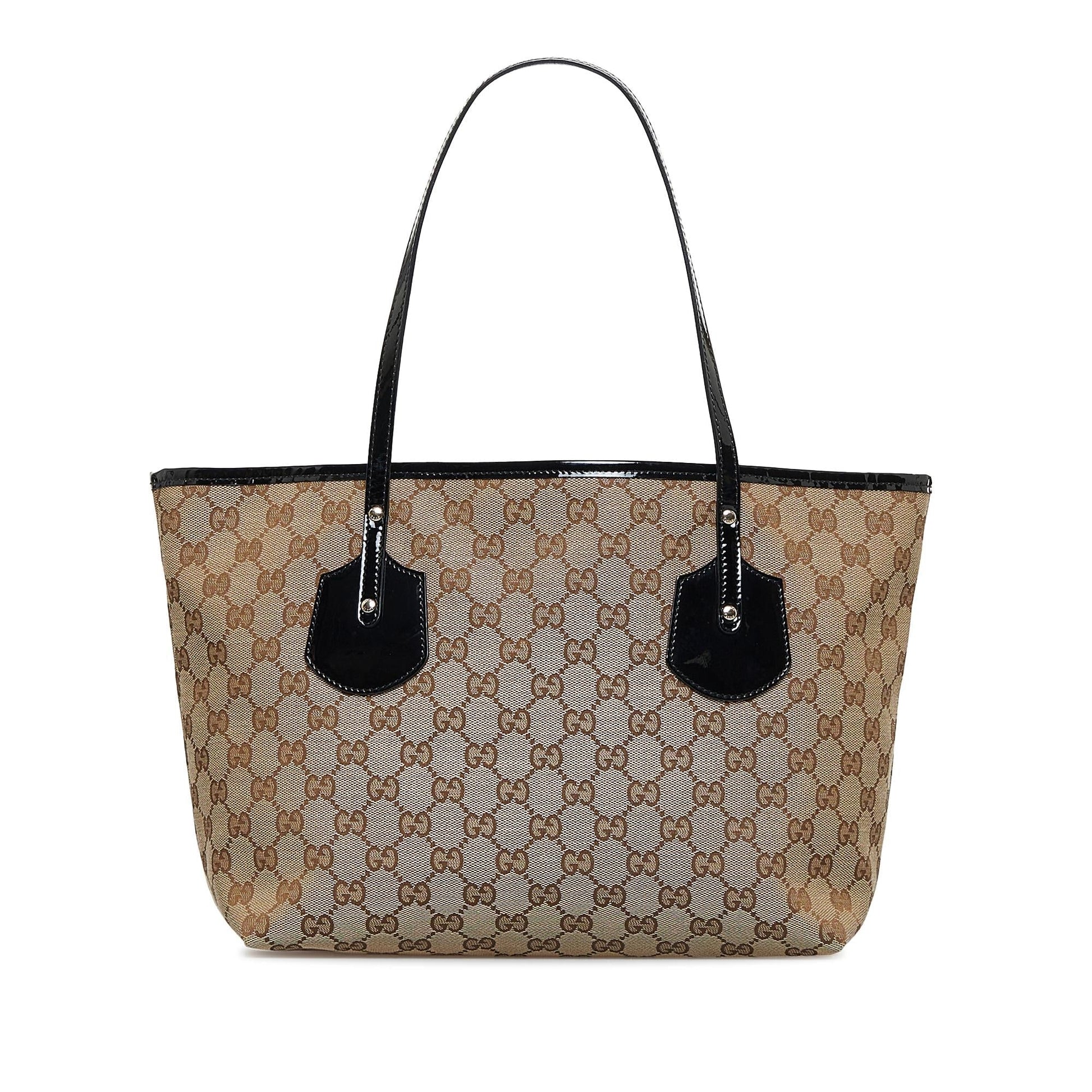 Gucci GG Jolie SHG-1jdPYf Leather Canvas Patent Brown Tote Bag