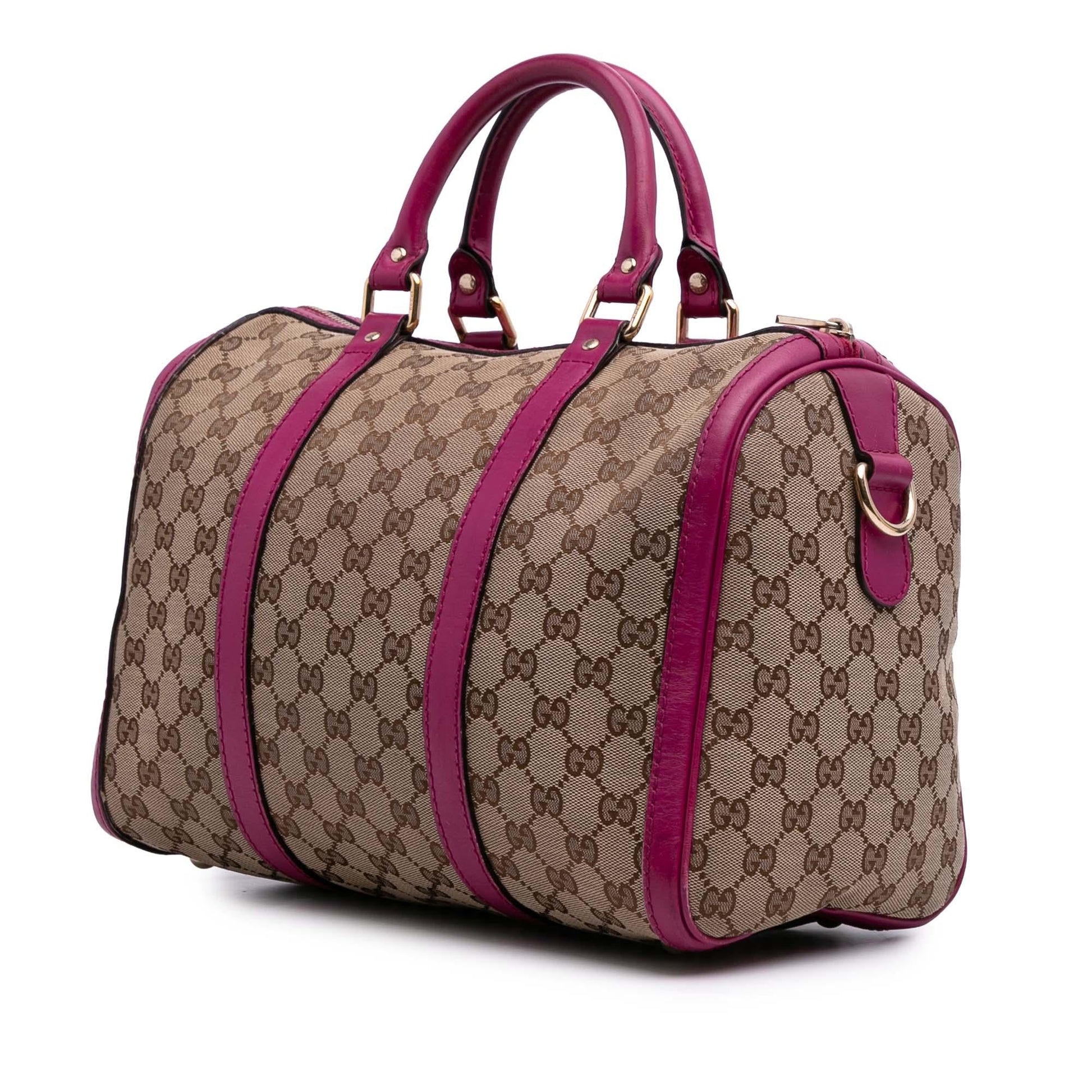 Gucci GG Joy Boston Canvas Brown Satchel Bag
