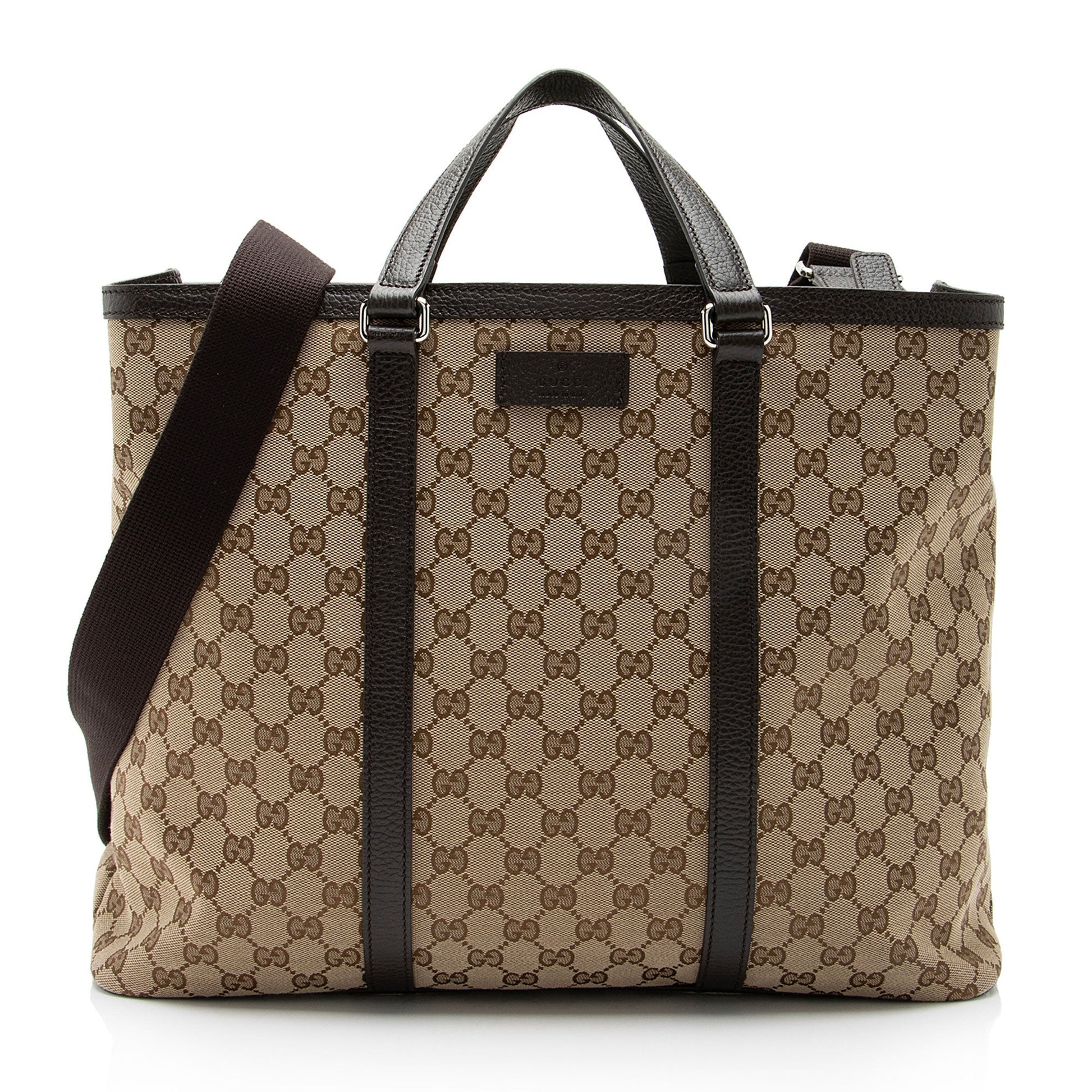 Gucci GG Joy SHF-W3Bfu5 Leather Canvas Brown Beige Tote Bag