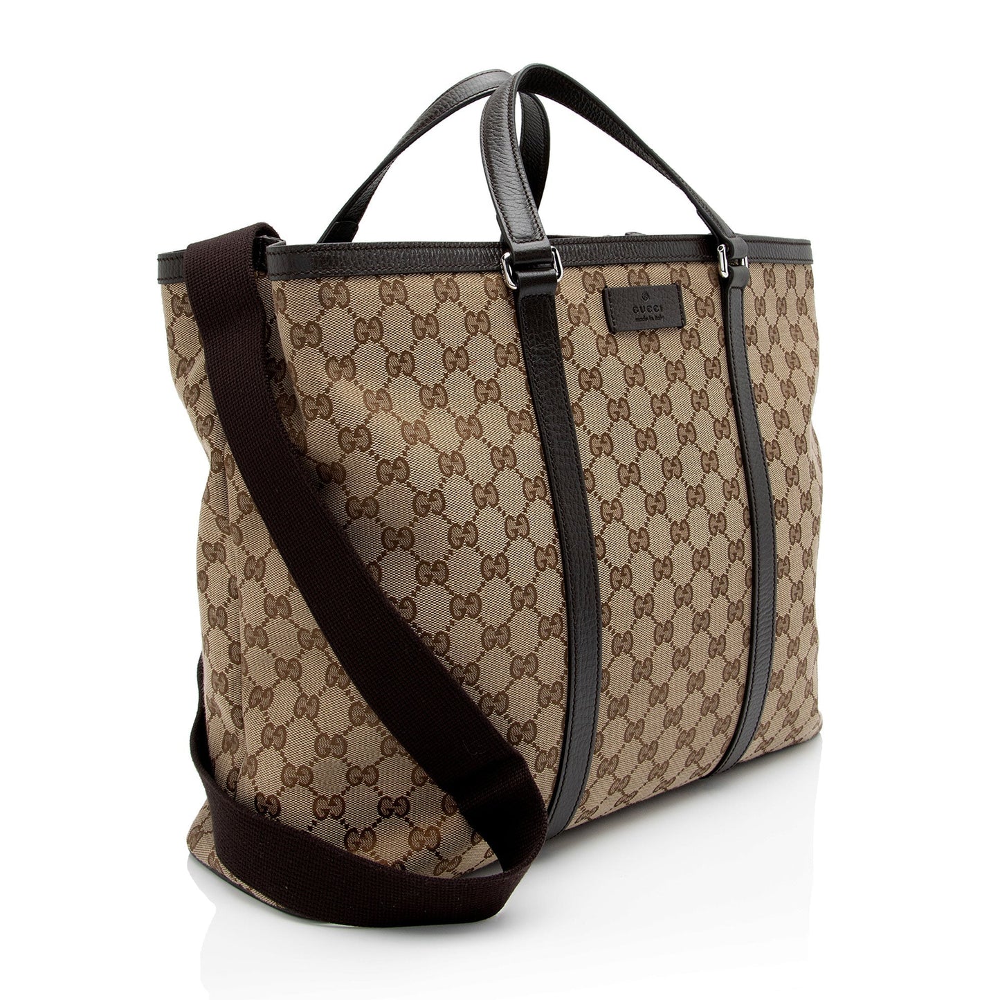 Gucci GG Joy SHF-bVgoZN Leather Canvas Brown Beige Tote Bag