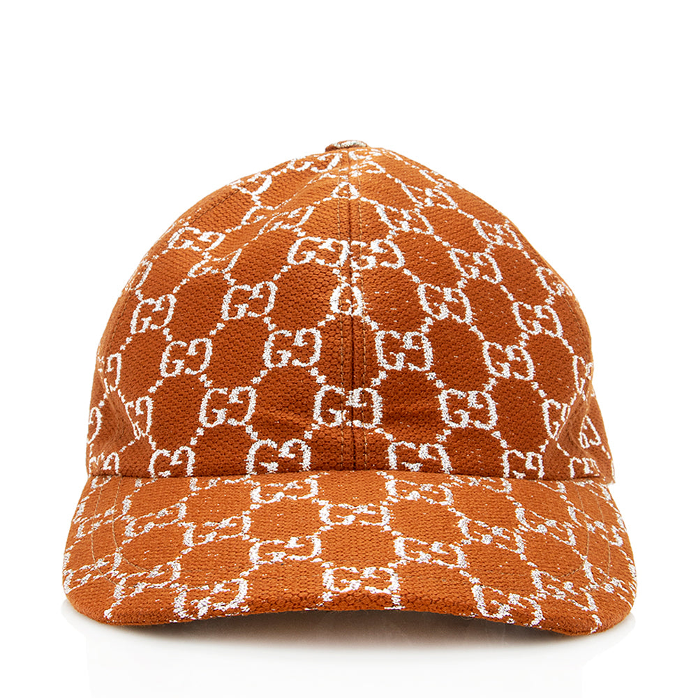 Gucci GG Lame Baseball Hat - Canvas Brown Orange Handbag