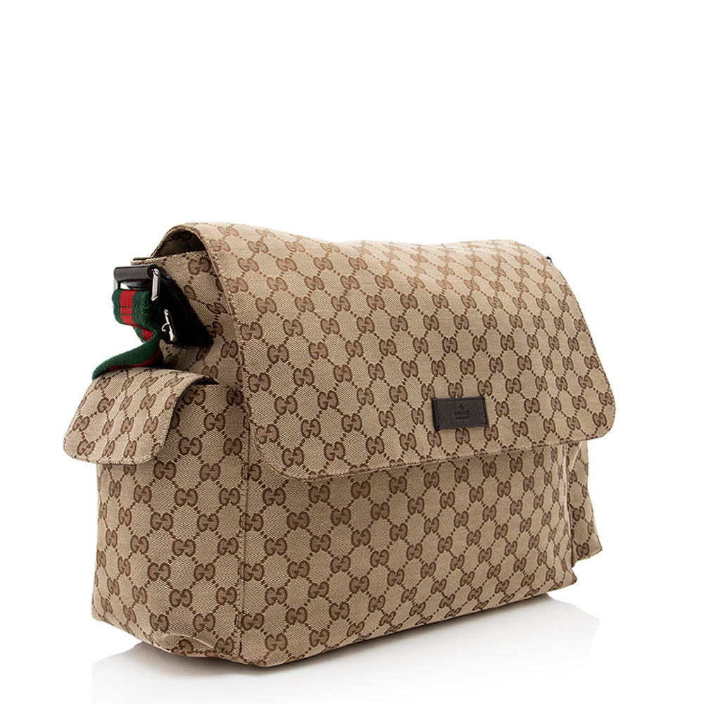 Gucci GG Messenger SHF Leather Canvas Nylon Brown Shoulder Bag